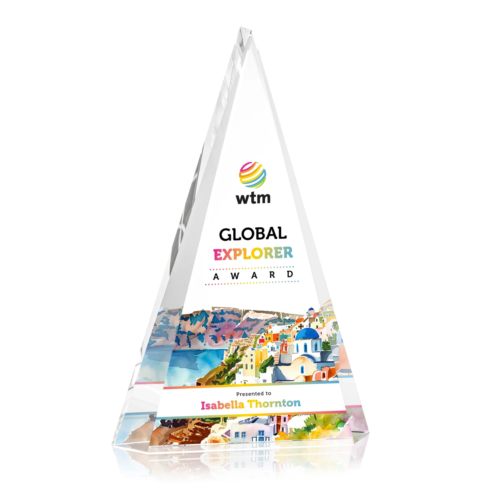Promotional Optical Crystal Triangle Award in Five Colors for employee recognition