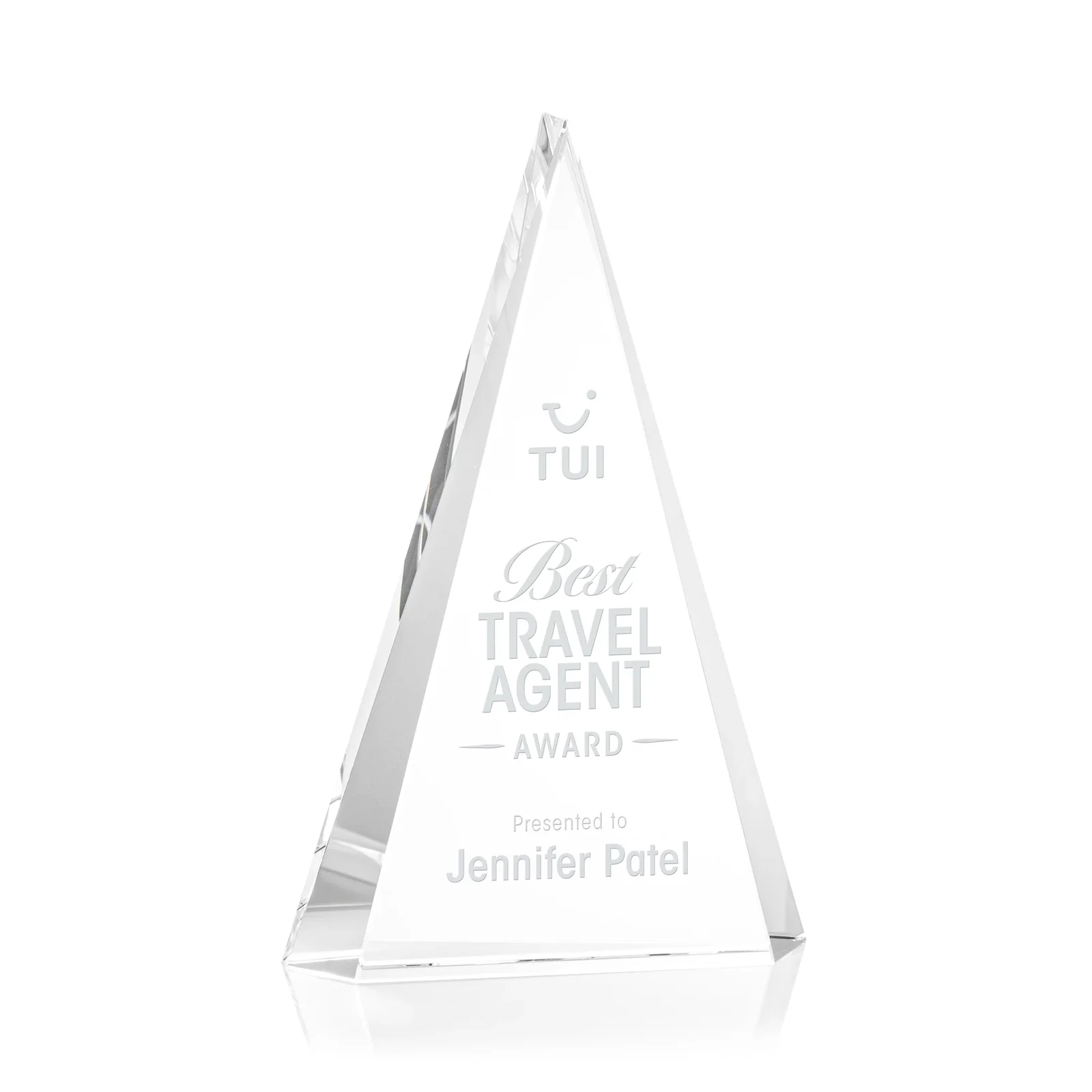 Custom Optical Crystal Triangle Award in Five Colors for service anniversary gifts