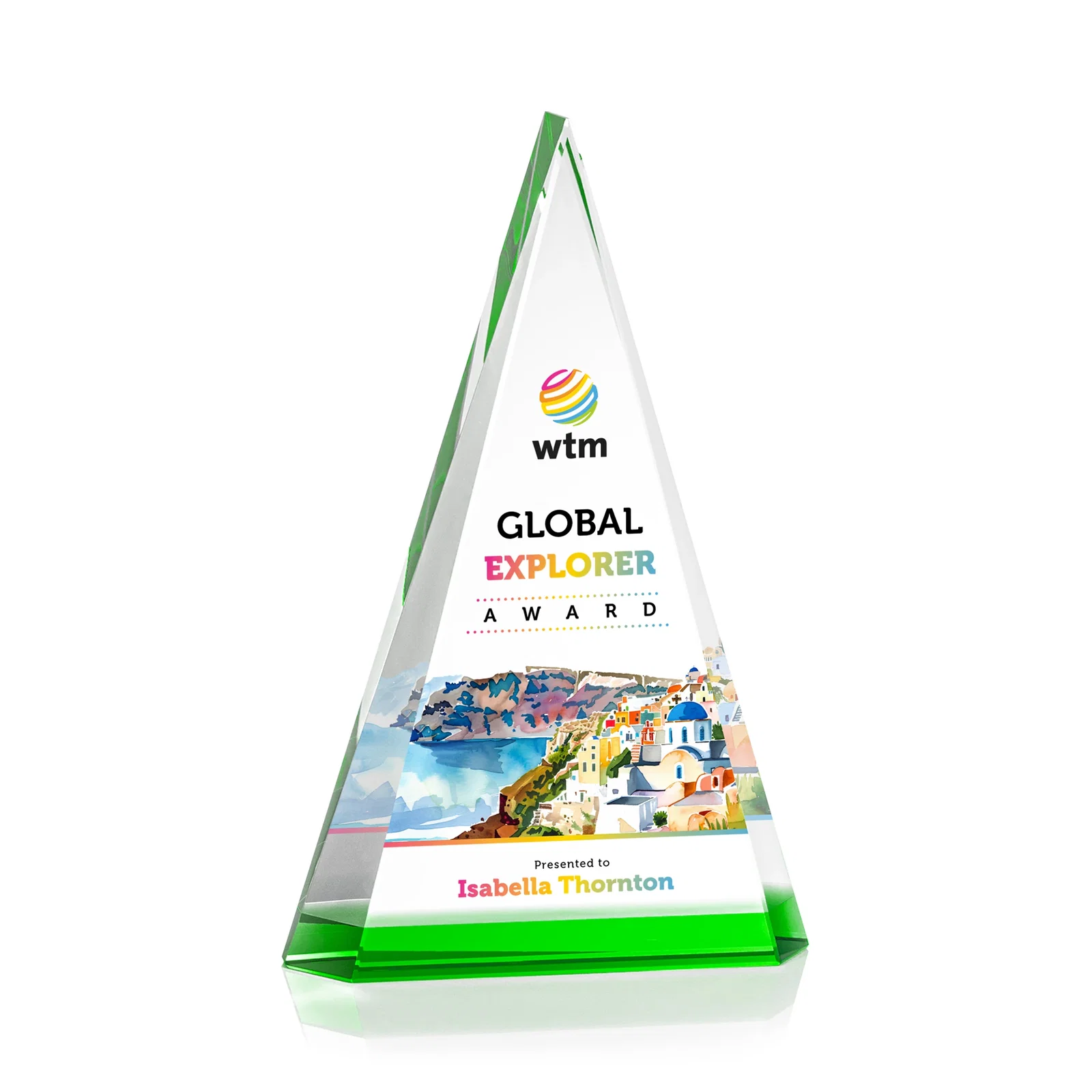 Promotional Optical Crystal Triangle Award in Five Colors for sales achievement awards