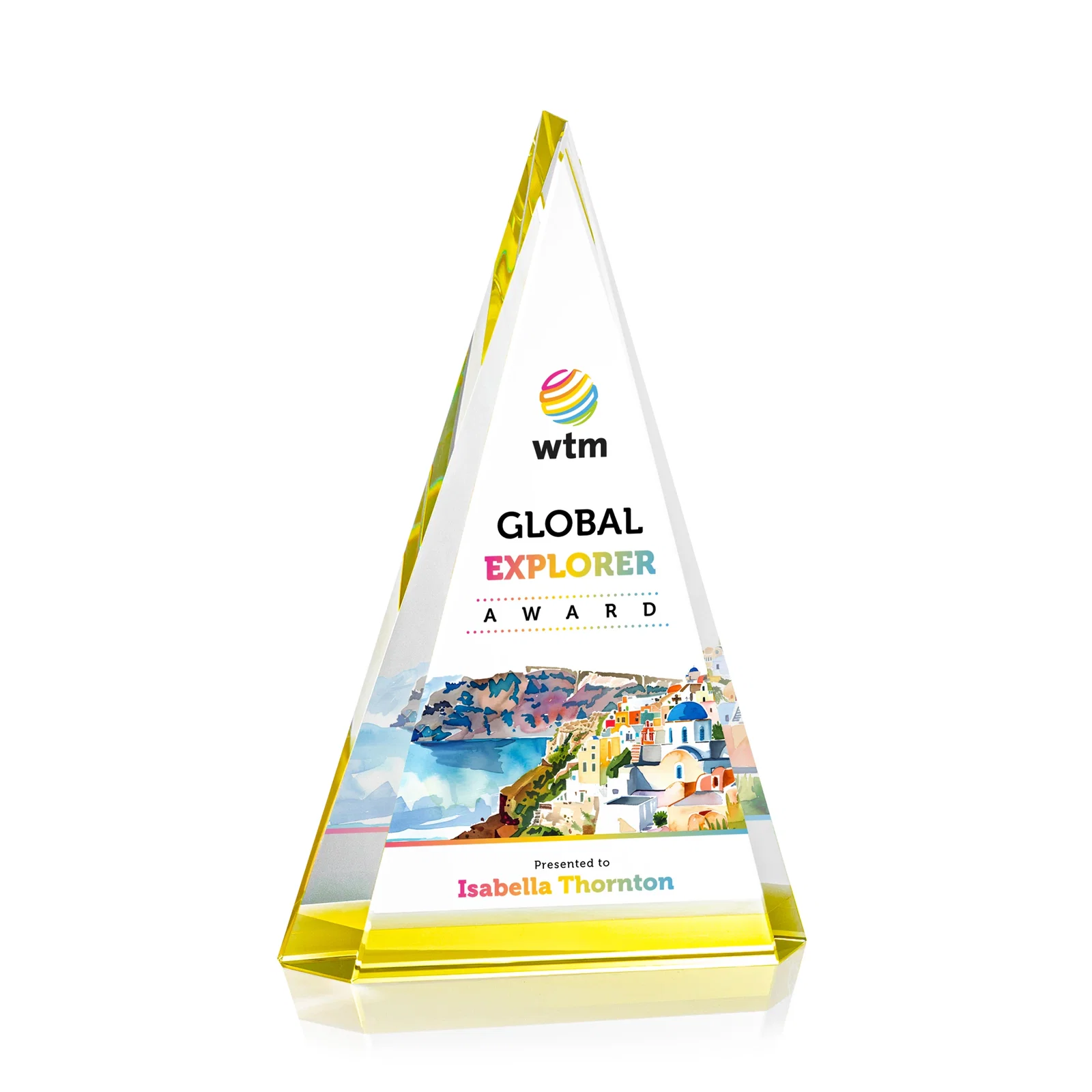 Promotional Optical Crystal Triangle Award in Five Colors for safety achievement programs