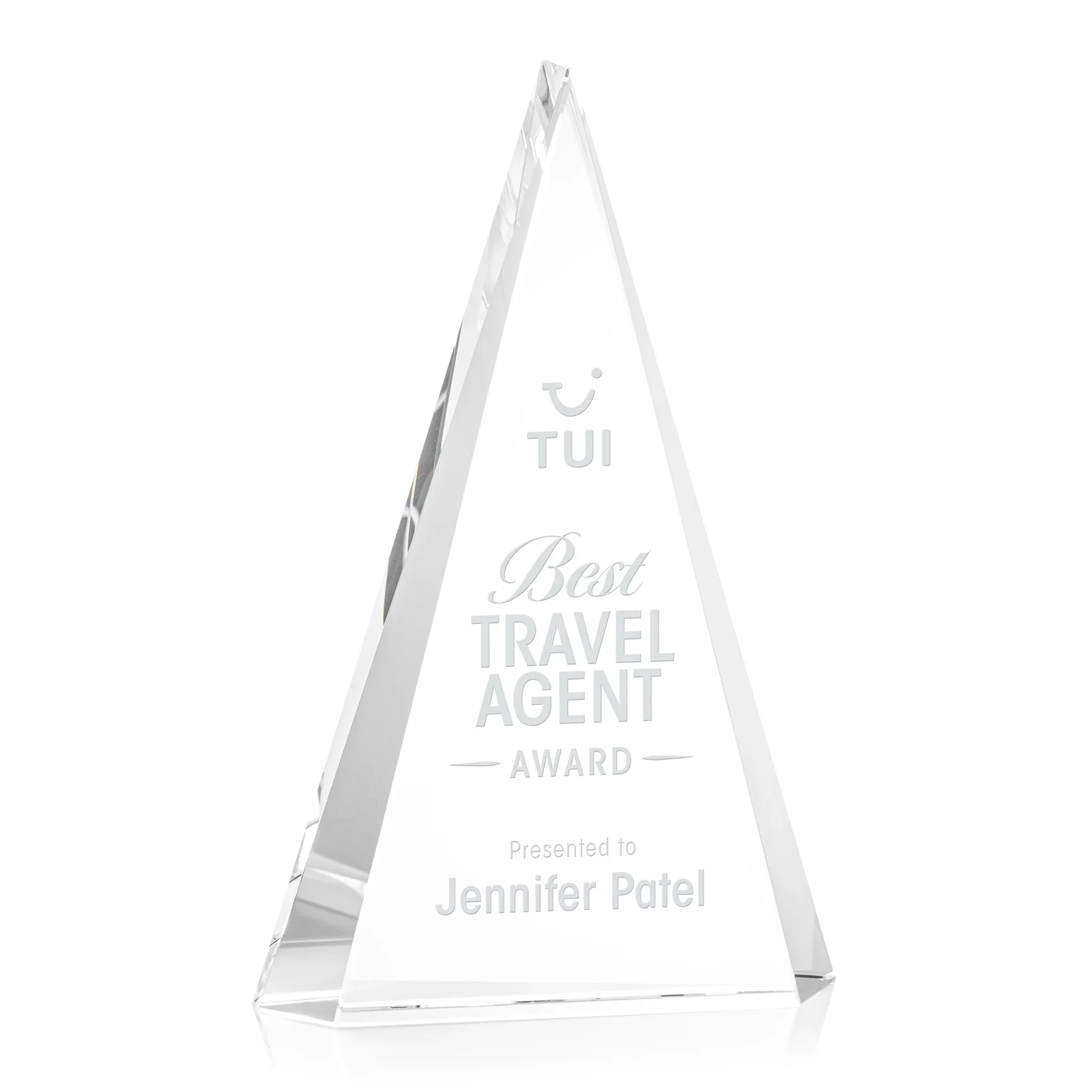 Custom Optical Crystal Triangle Award in Five Colors for sales achievement awards