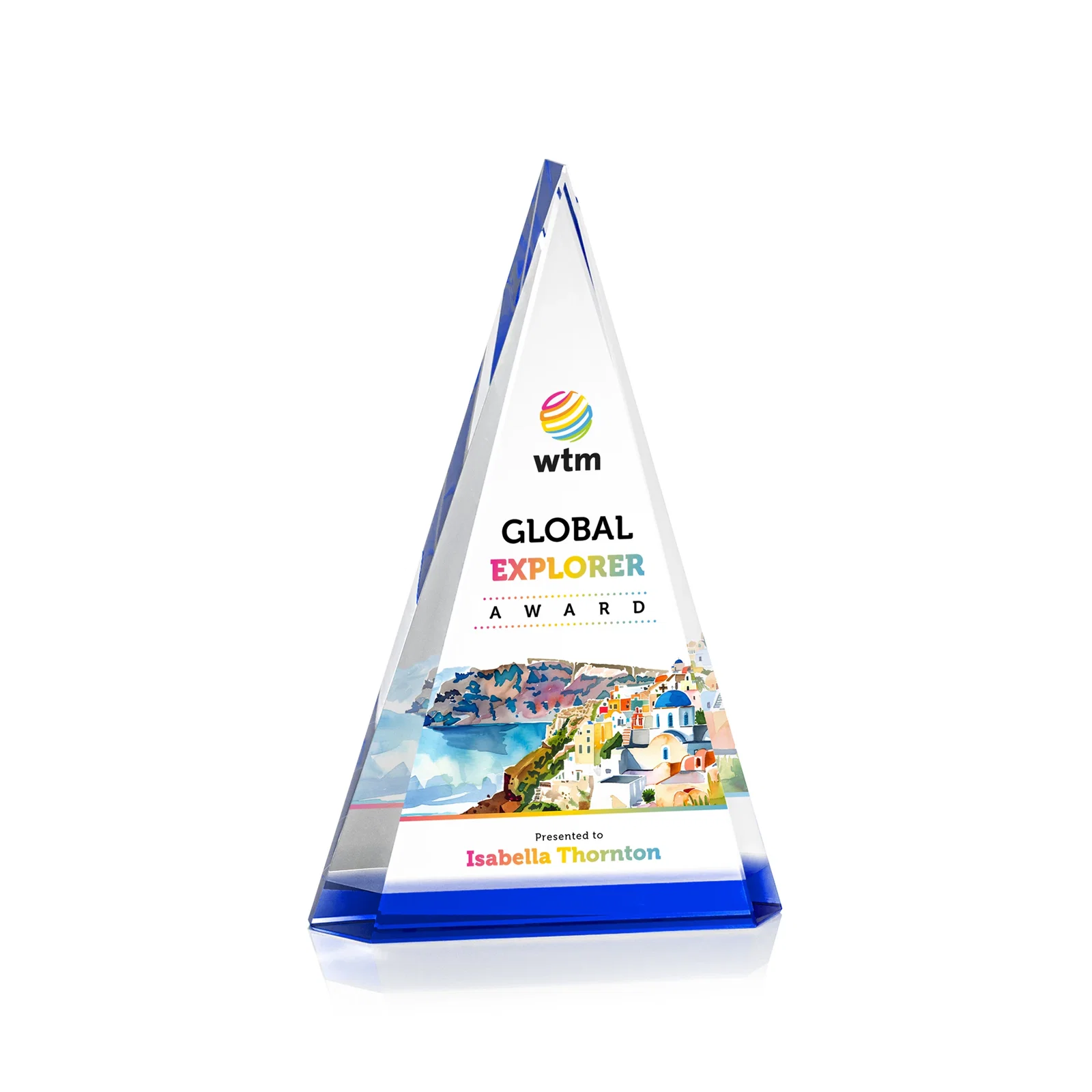 Promotional Optical Crystal Triangle Award in Five Colors for company anniversary events