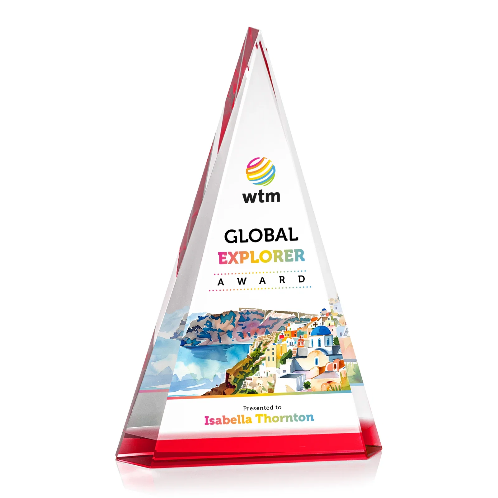 Branded Optical Crystal Triangle Award in Five Colors for team milestone celebrations