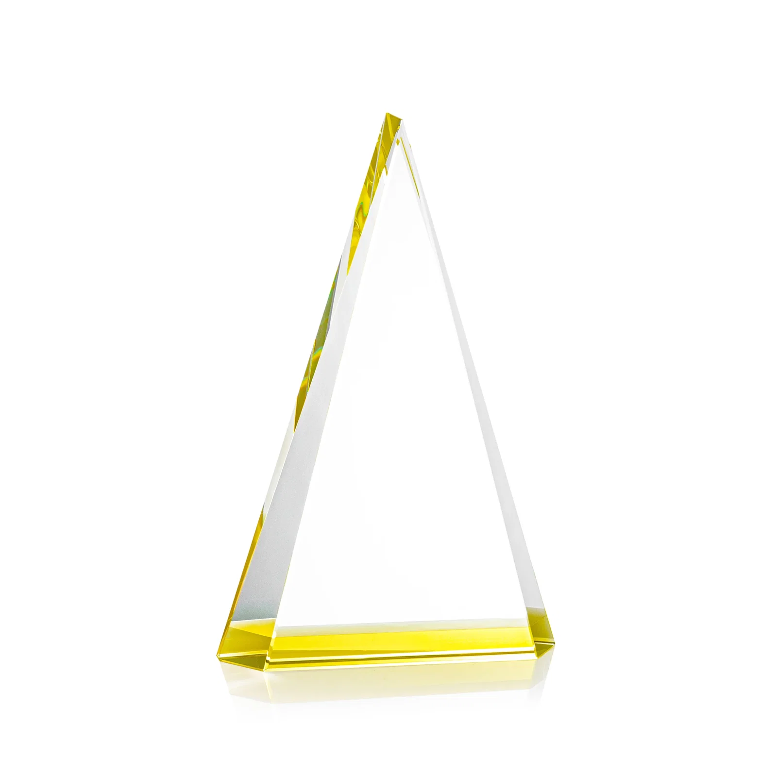 Custom printed Optical Crystal Triangle Award in Five Colors for employee recognition
