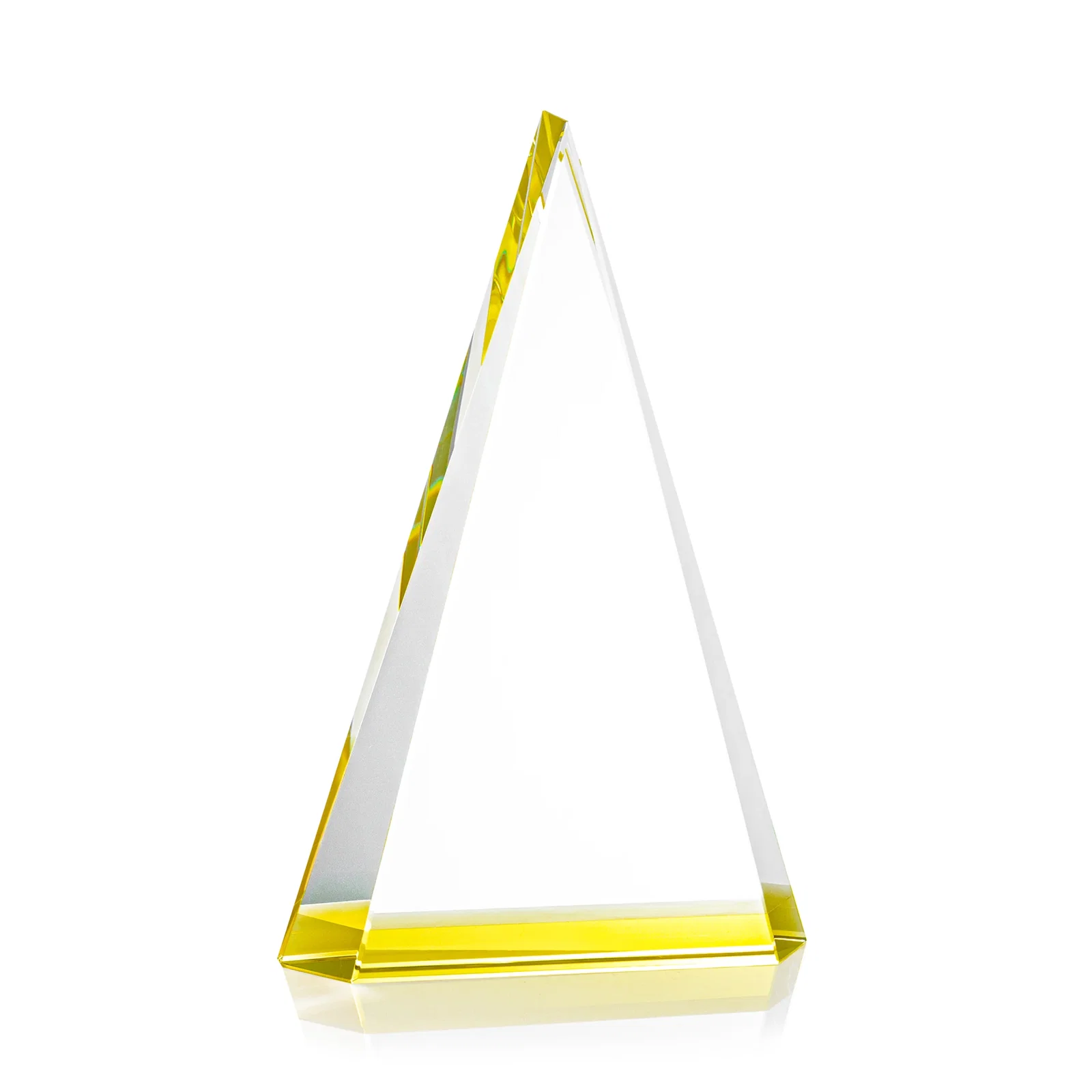 Custom printed Optical Crystal Triangle Award in Five Colors for corporate award ceremonies