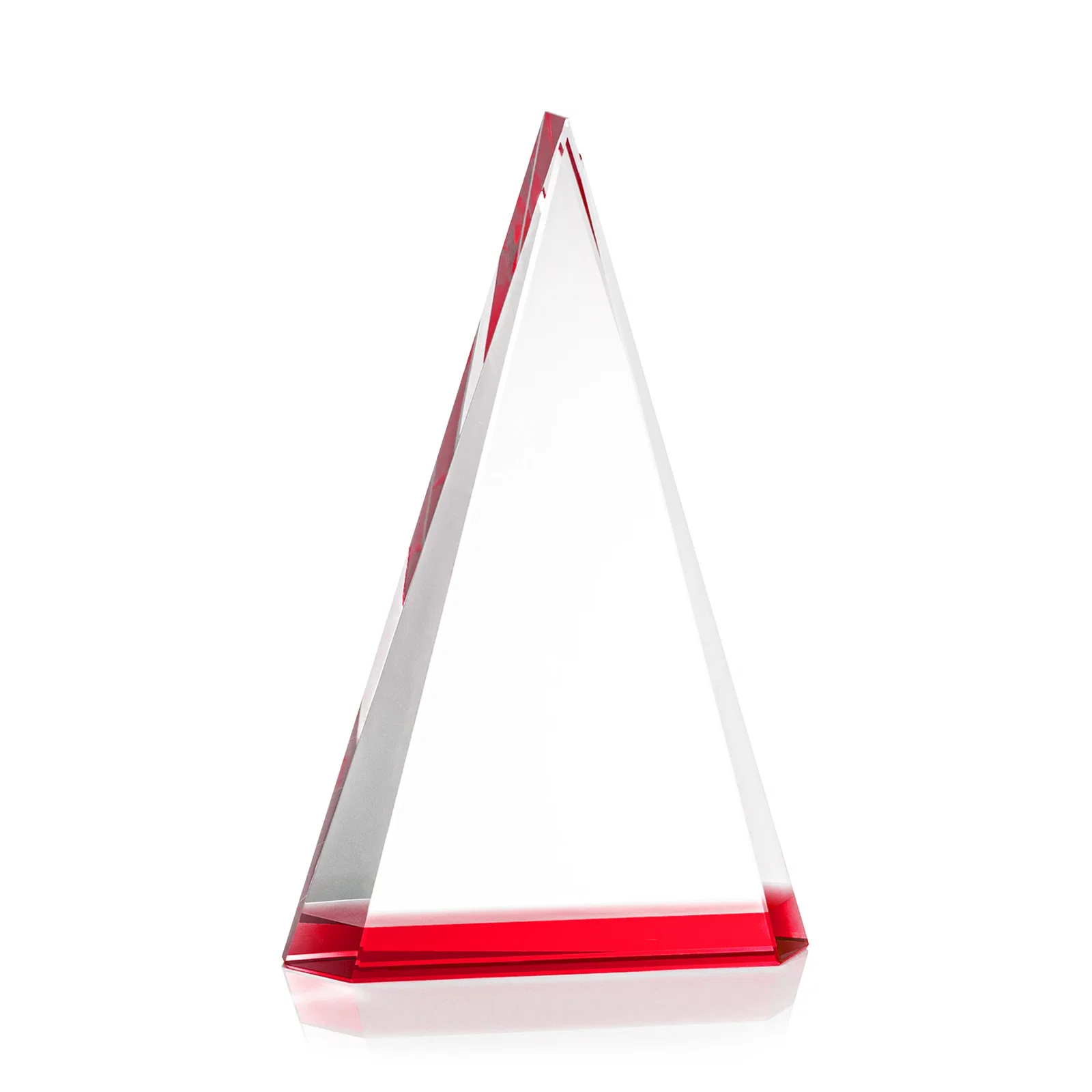 Custom printed Optical Crystal Triangle Award in Five Colors for donor appreciation