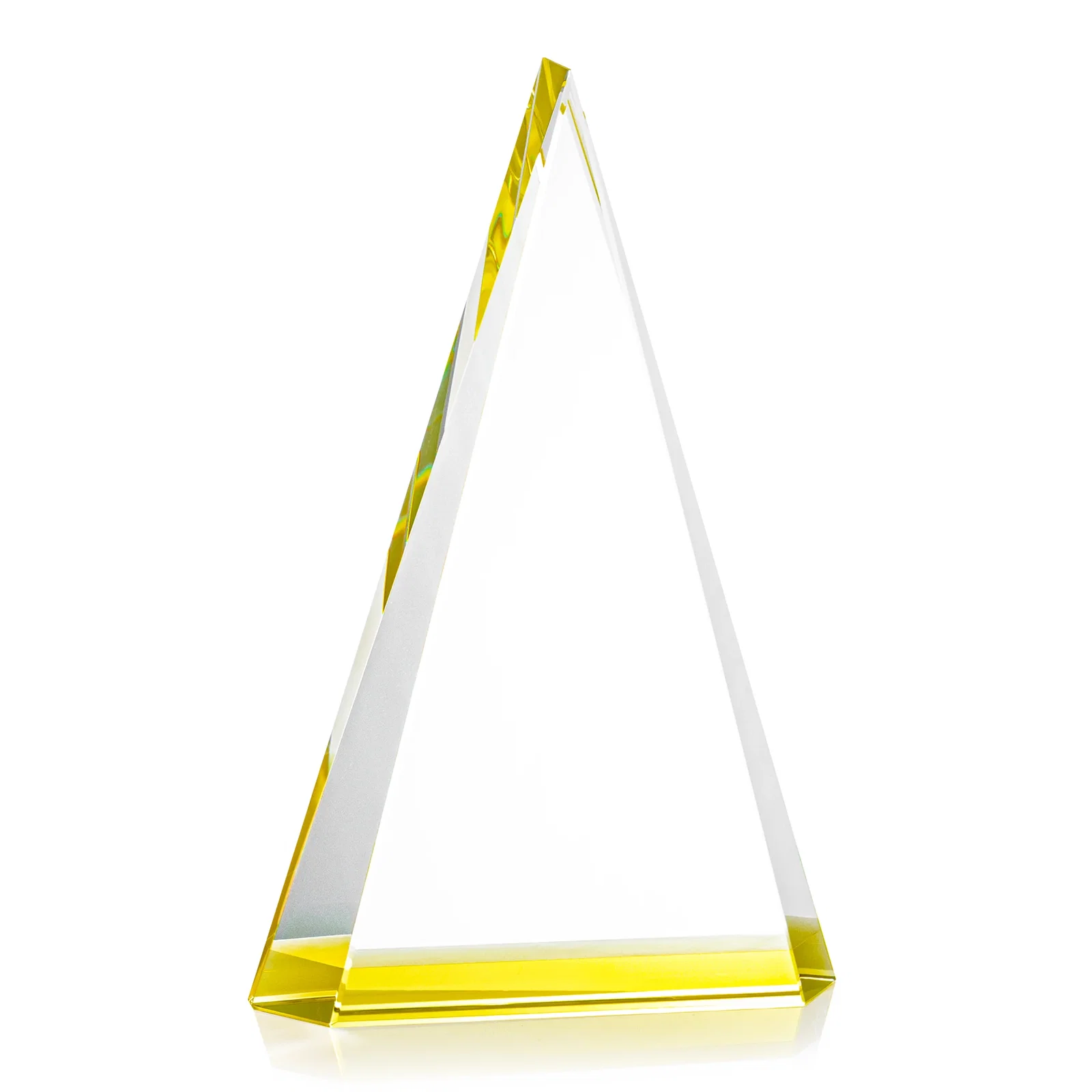 Custom printed Optical Crystal Triangle Award in Five Colors for safety achievement programs