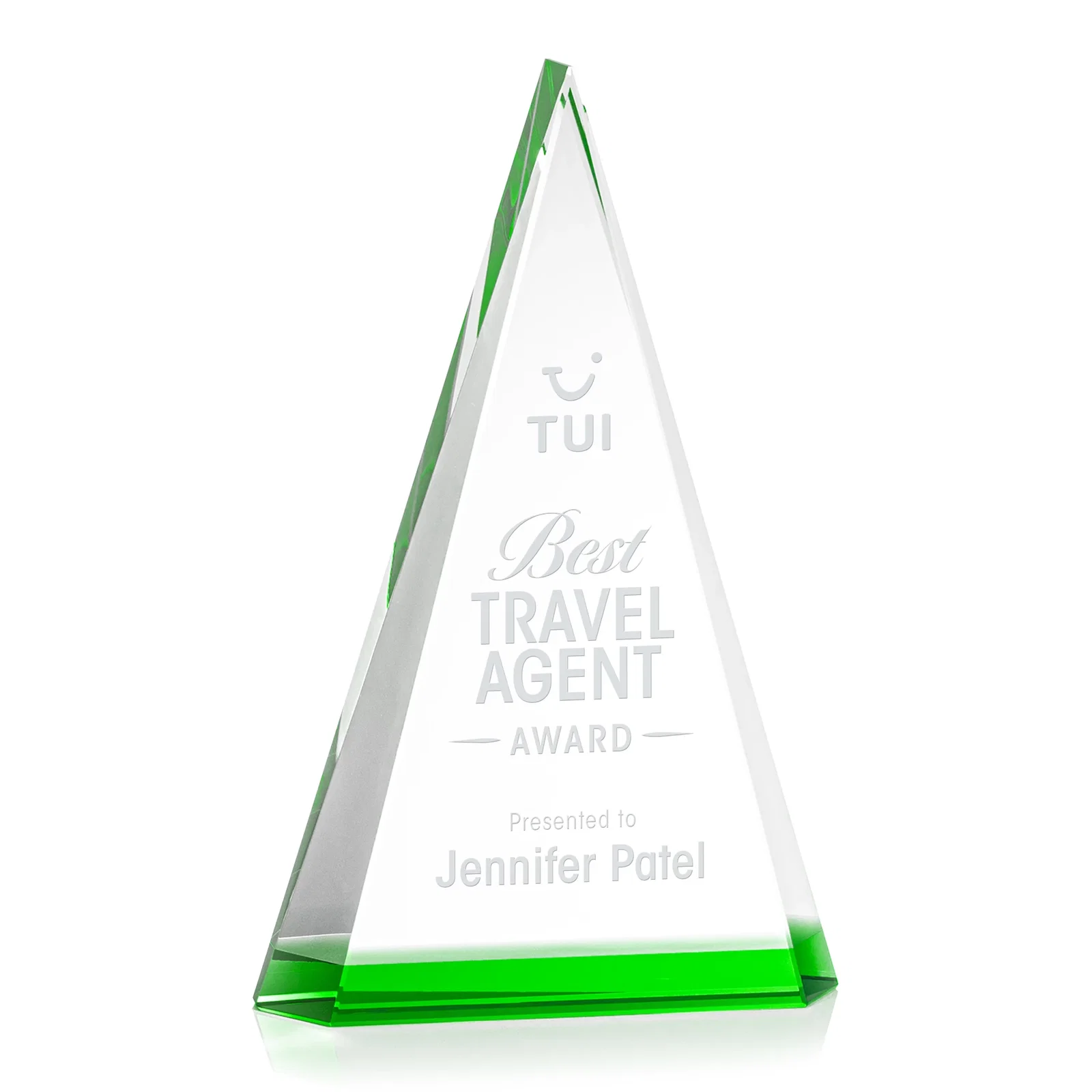 Custom Optical Crystal Triangle Award in Five Colors for graduation ceremonies