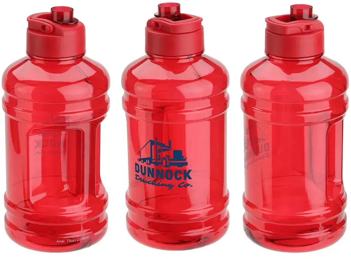 Hercules promotional water jug, side view showing flip-top spout and handle