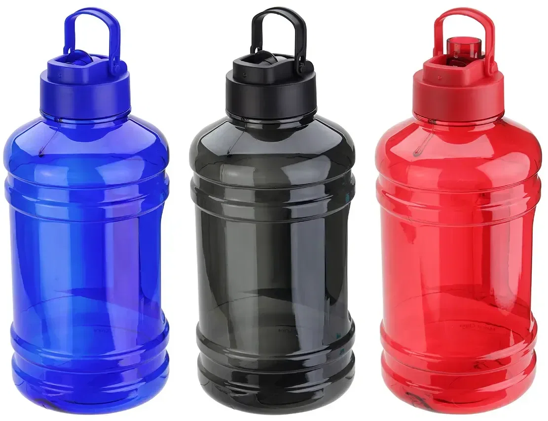 custom Hercules water jug with flip-top open, branded 75 oz hydration jug
