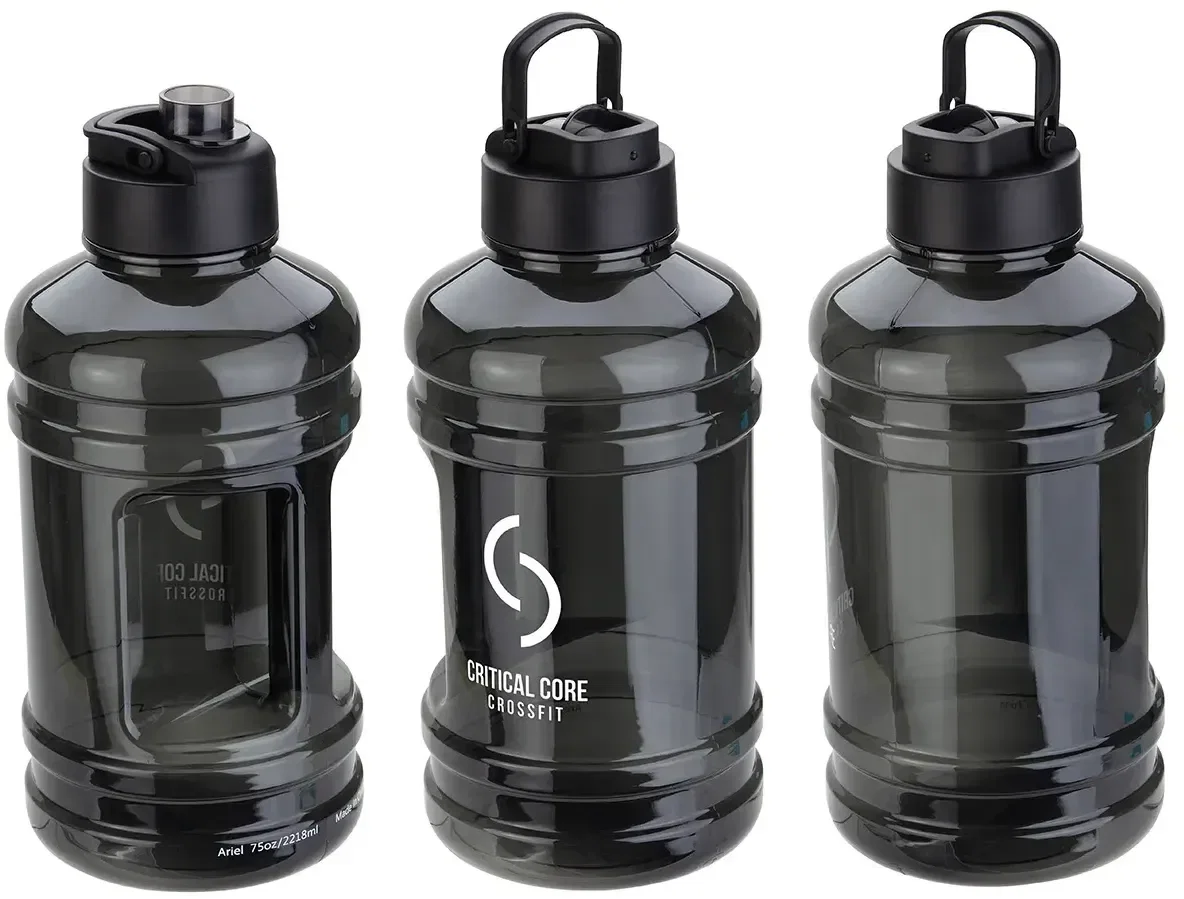 Hercules branded water jug, close-up of carry handle and flip-top lid