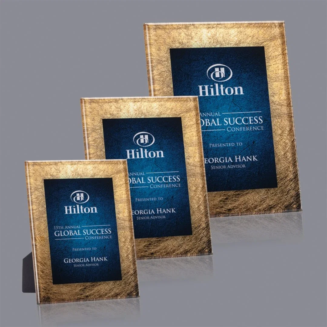 Custom Solid Acrylic Award With Built-In Easel Back for donor appreciation