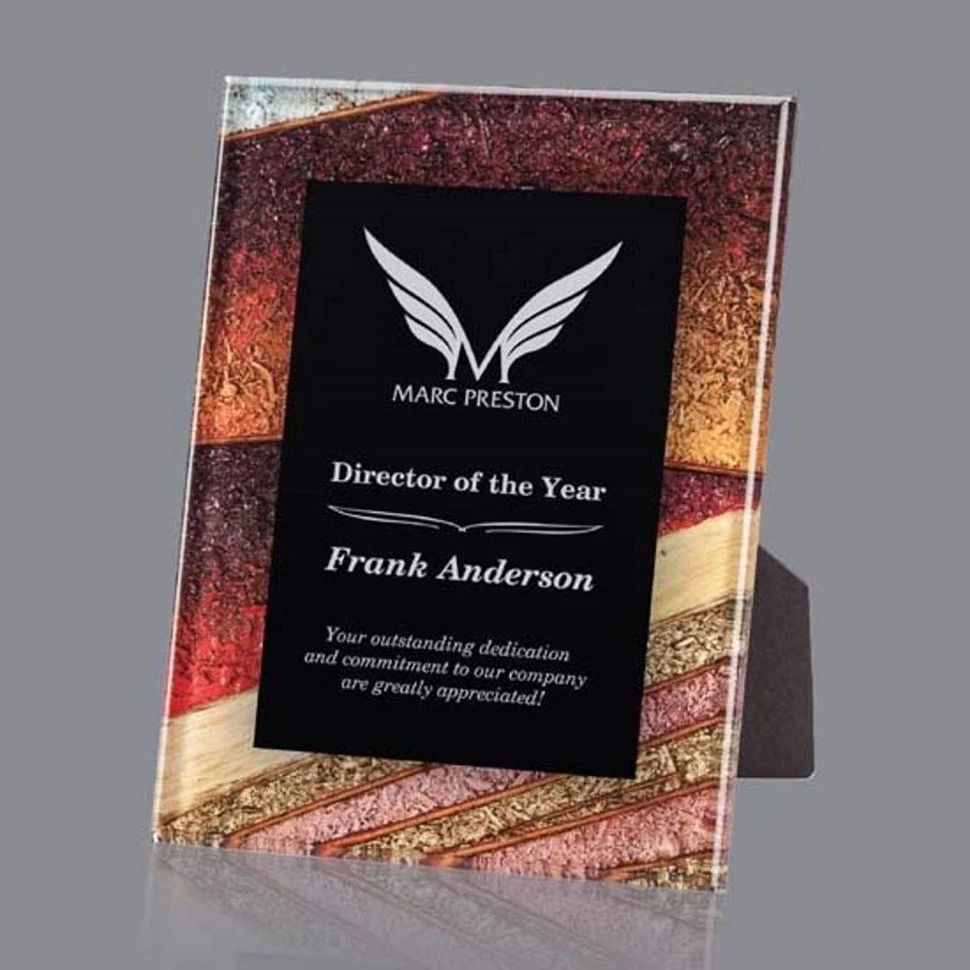 Custom Solid Acrylic Award With Built-In Easel Back for corporate award ceremonies