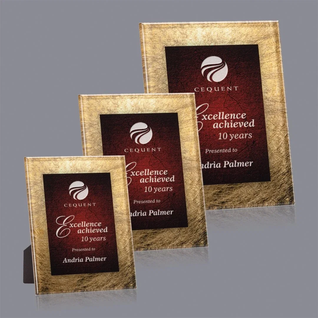 Custom Solid Acrylic Award With Built-In Easel Back for retirement presentations