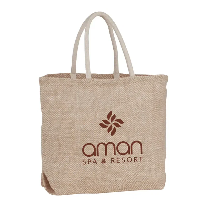 Herringbone Jute Tote Bag — view 5