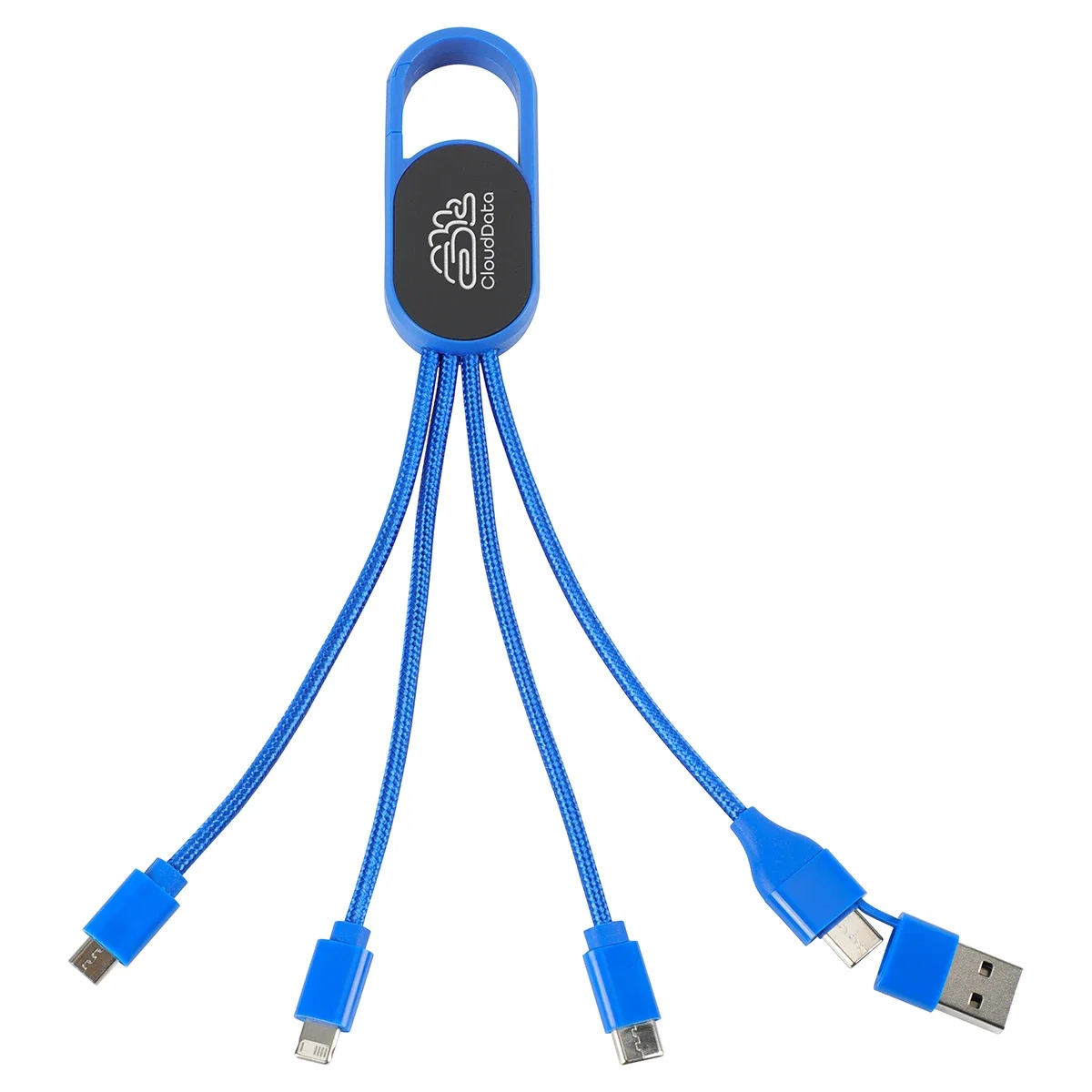 Close-up of the Hex cable's light-up connector and recycled casing