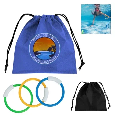 Black pouch shown closed with the rings stored inside