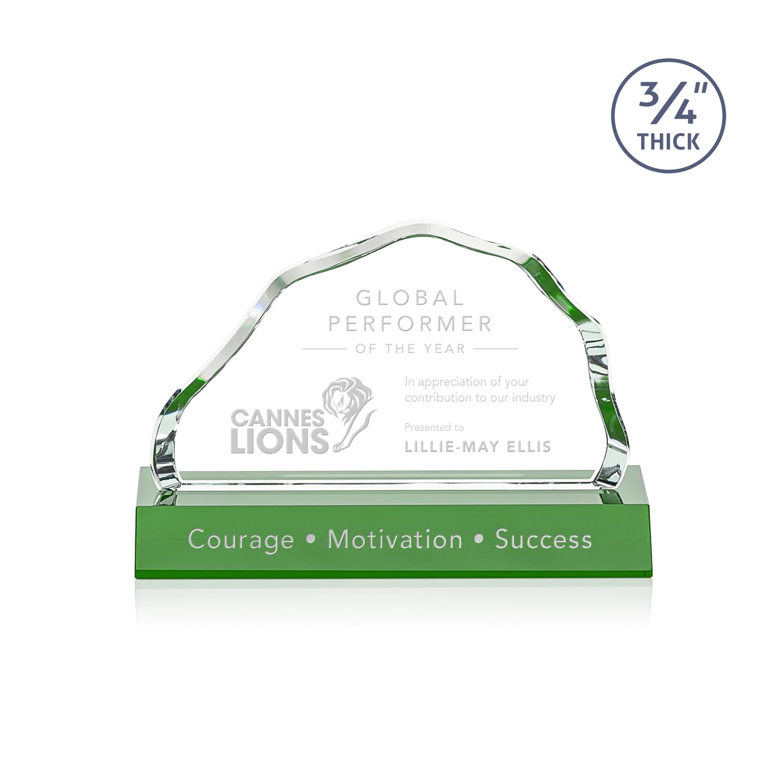 Custom Starfire Crystal Open-Frame Iceberg Award, awards for volunteer appreciation