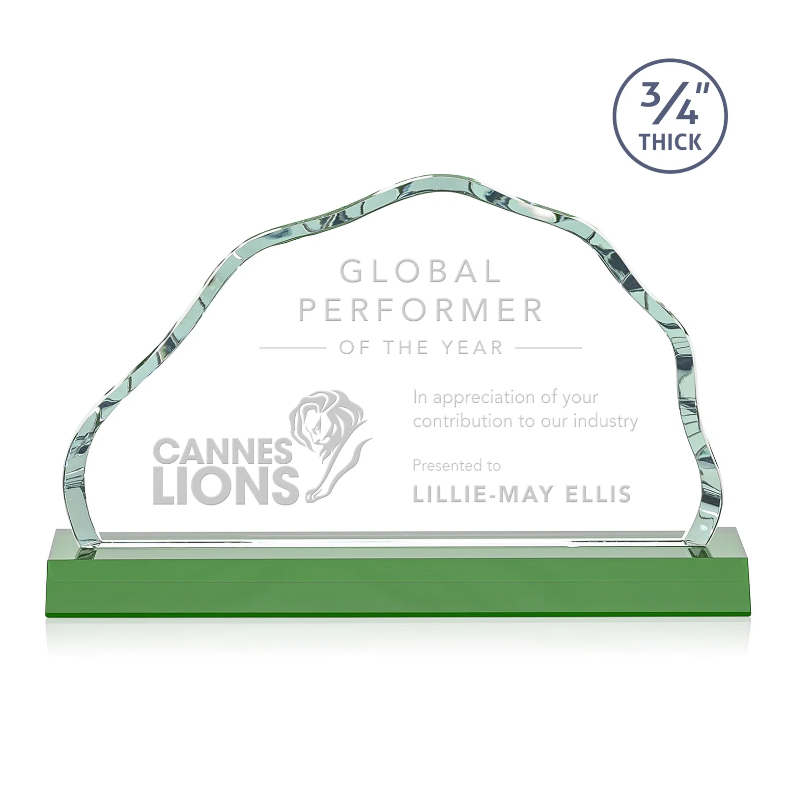 Custom Starfire Crystal Open-Frame Iceberg Award, awards for company anniversary events