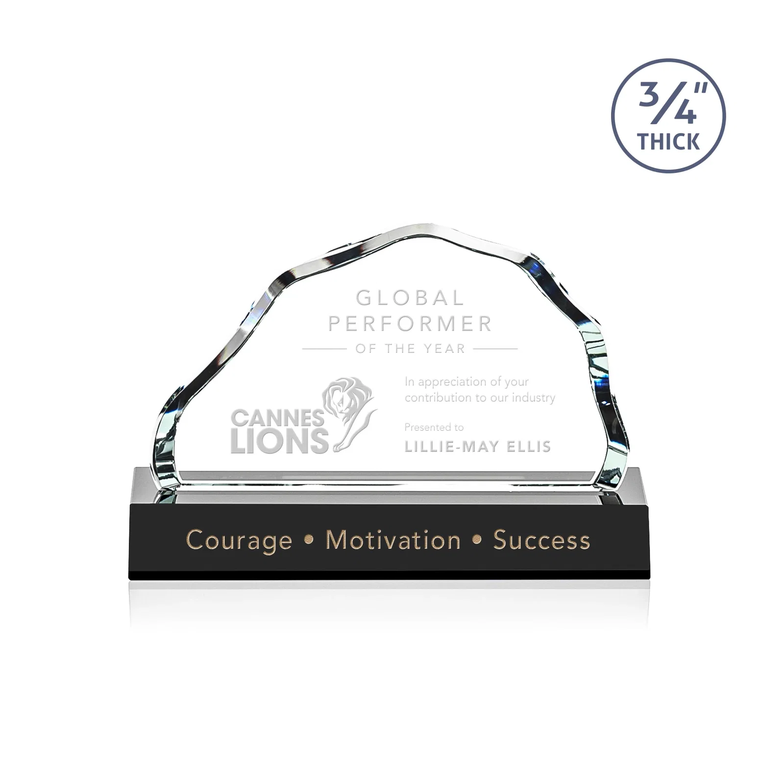 Personalized Starfire Crystal Open-Frame Iceberg Award, awards for corporate award ceremonies