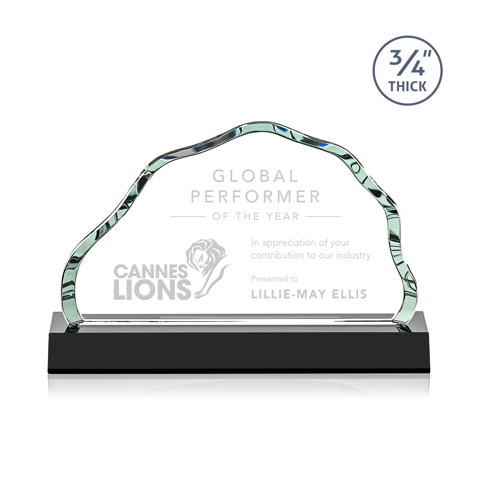 Personalized Starfire Crystal Open-Frame Iceberg Award, awards for service anniversary gifts