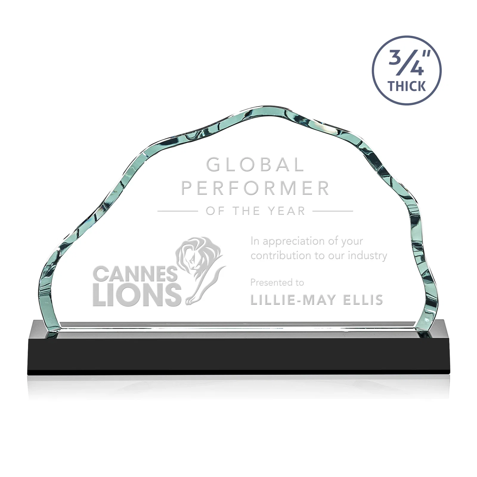 Personalized Starfire Crystal Open-Frame Iceberg Award, awards for sales achievement awards
