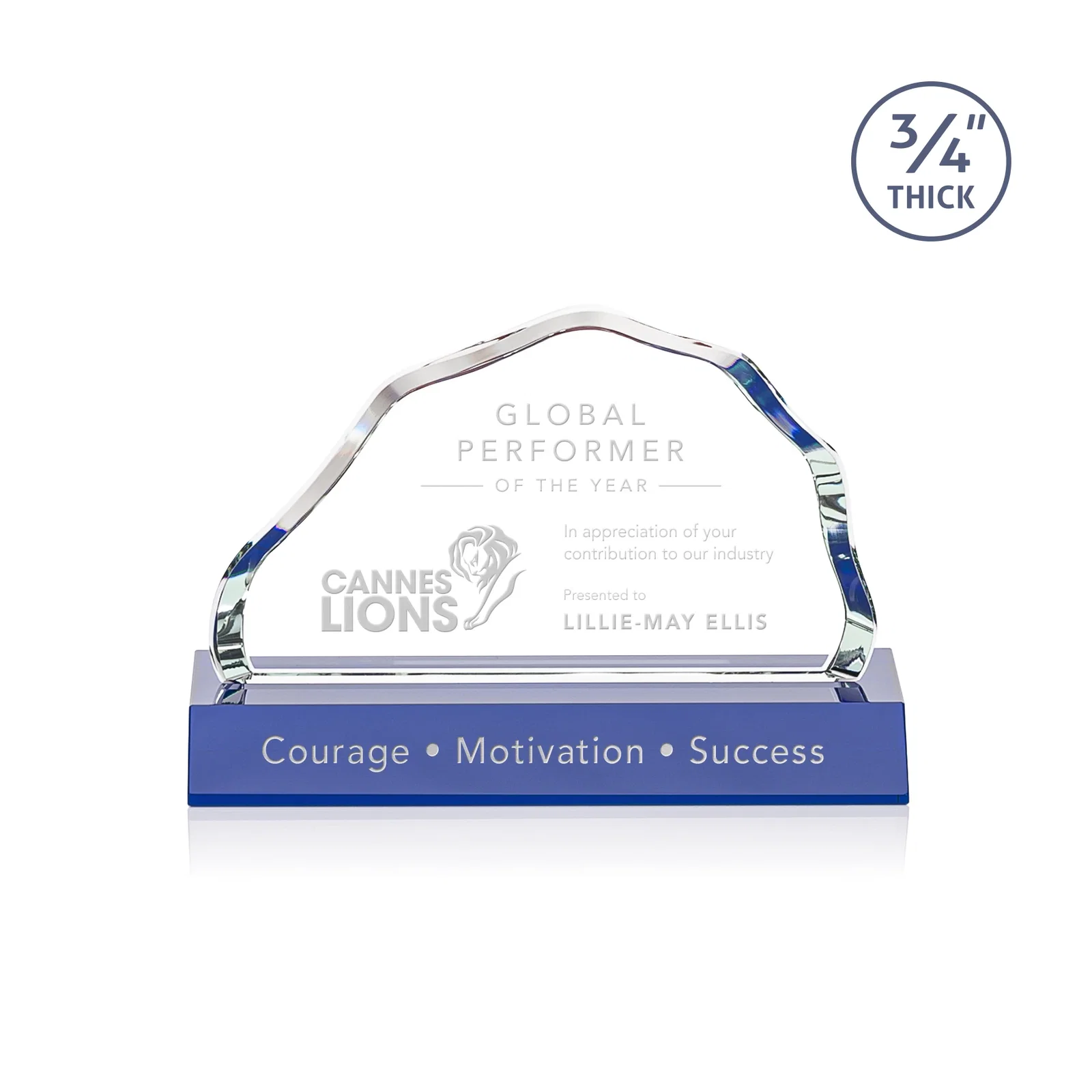 Personalized Starfire Crystal Open-Frame Iceberg Award, awards for team milestone celebrations