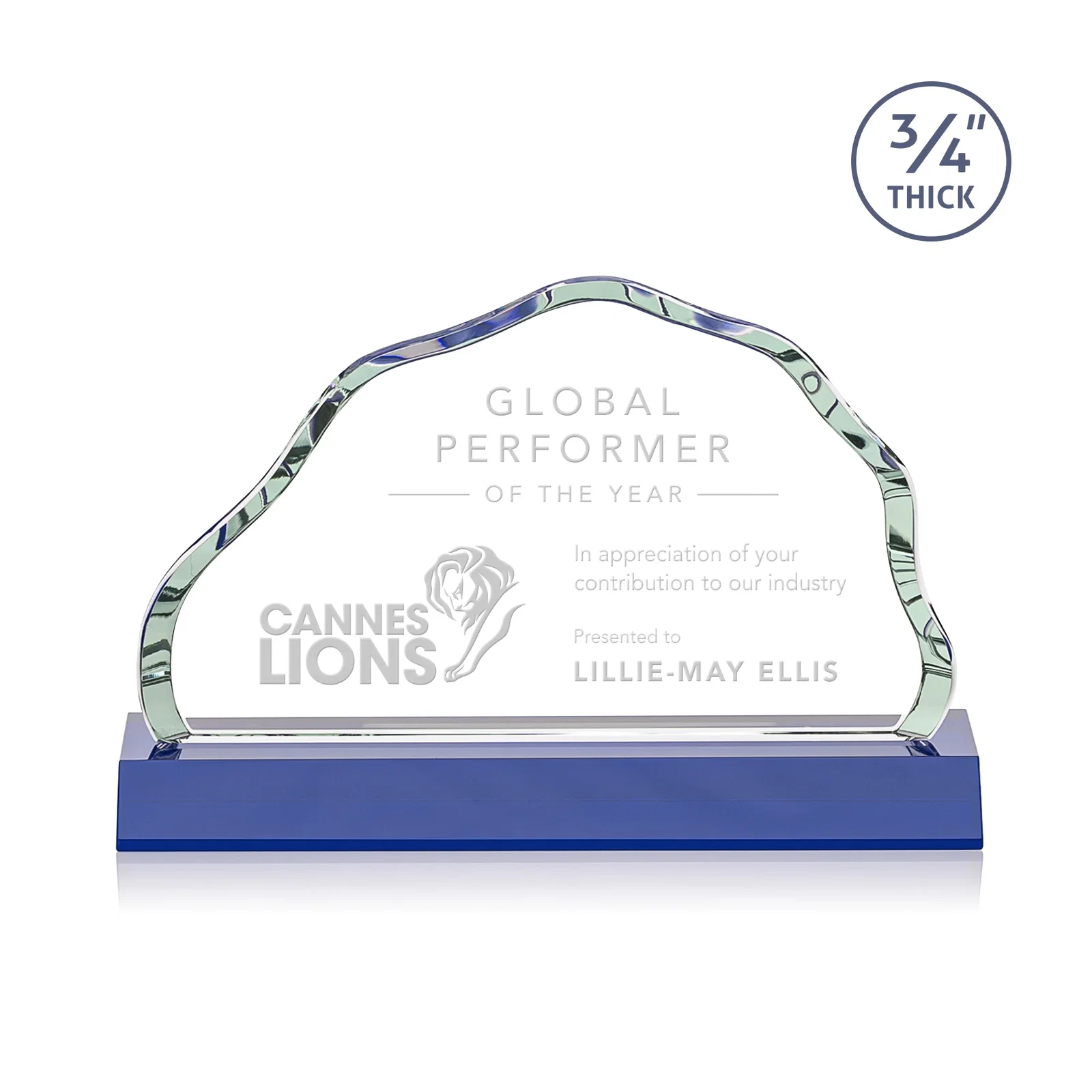 Personalized Starfire Crystal Open-Frame Iceberg Award, awards for donor appreciation