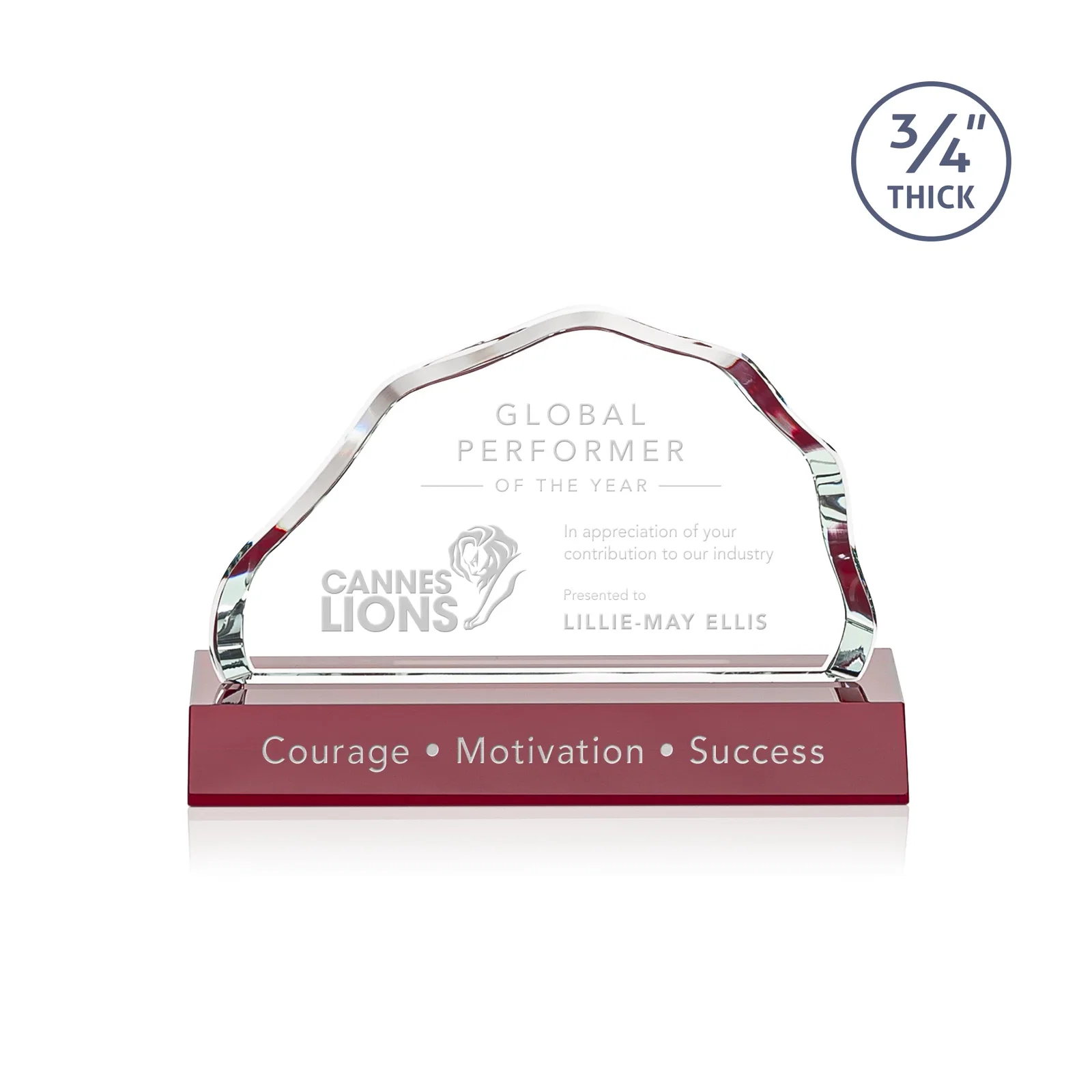 Personalized Starfire Crystal Open-Frame Iceberg Award, awards for volunteer appreciation
