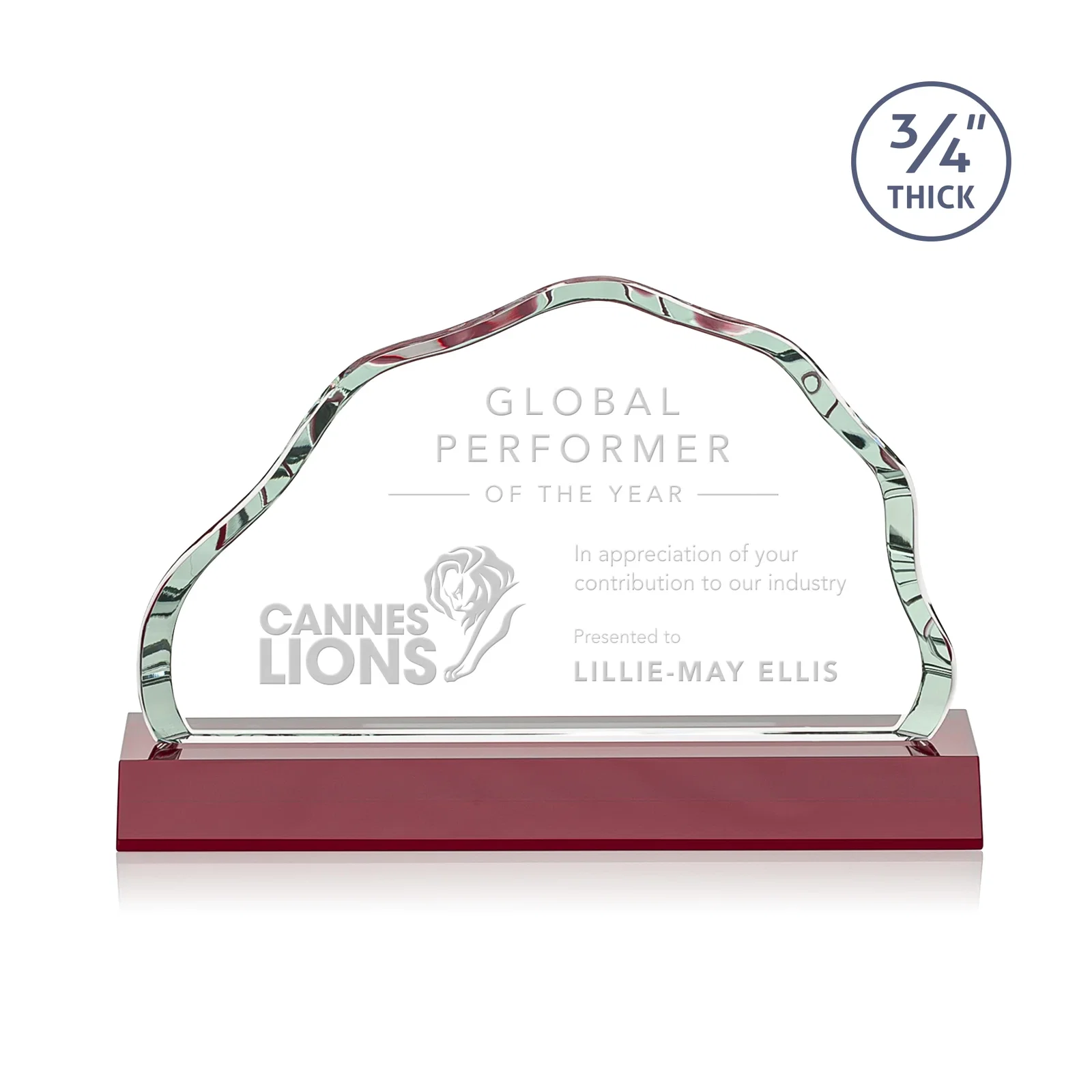 Personalized Starfire Crystal Open-Frame Iceberg Award, awards for dealer and partner awards