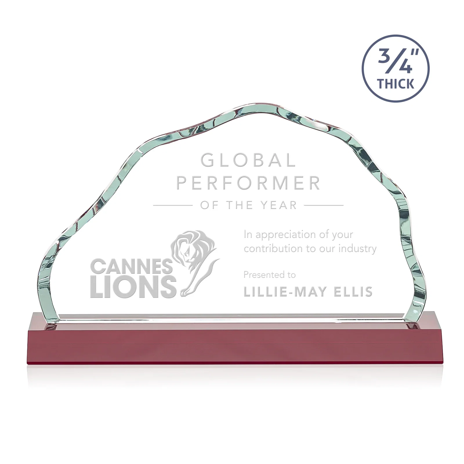 Personalized Starfire Crystal Open-Frame Iceberg Award, awards for company anniversary events