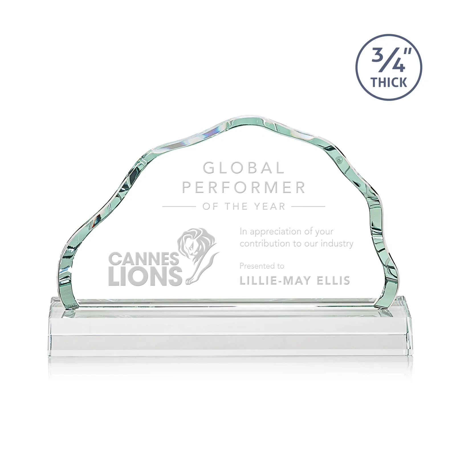 Custom Starfire Crystal Open-Frame Iceberg Award, awards for service anniversary gifts