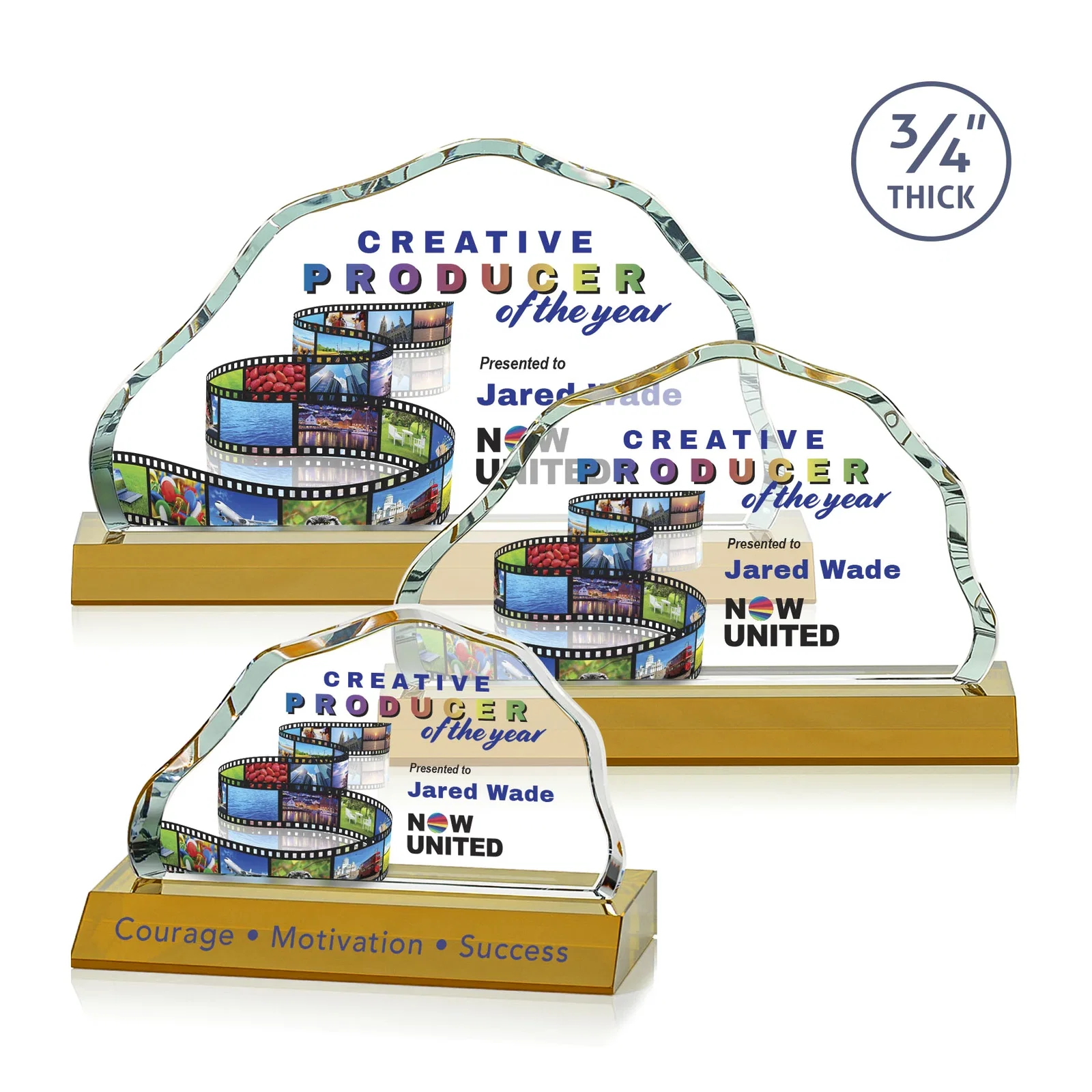 Branded Starfire Crystal Open-Frame Iceberg Award, awards for employee recognition
