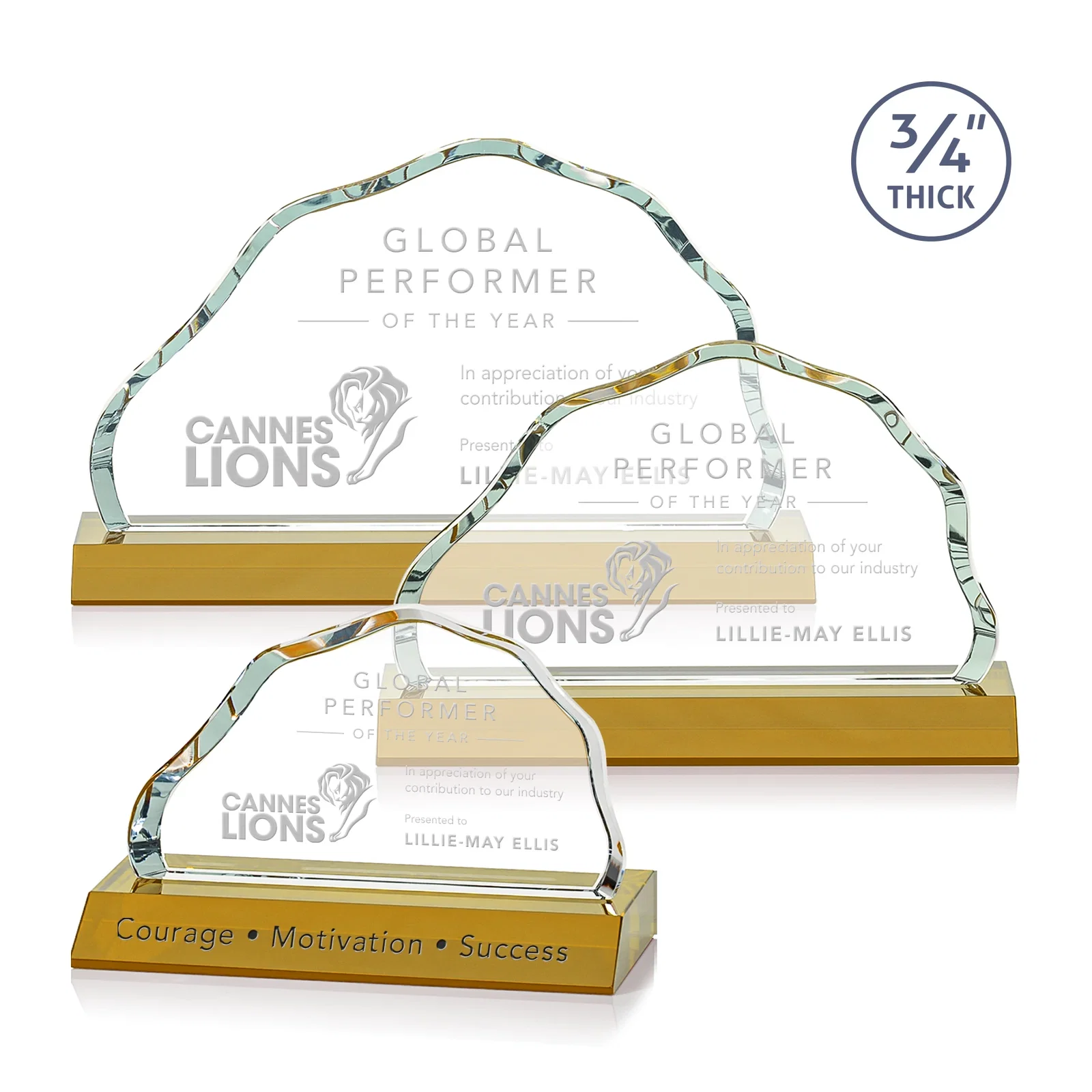 Custom Starfire Crystal Open-Frame Iceberg Award, awards for retirement presentations
