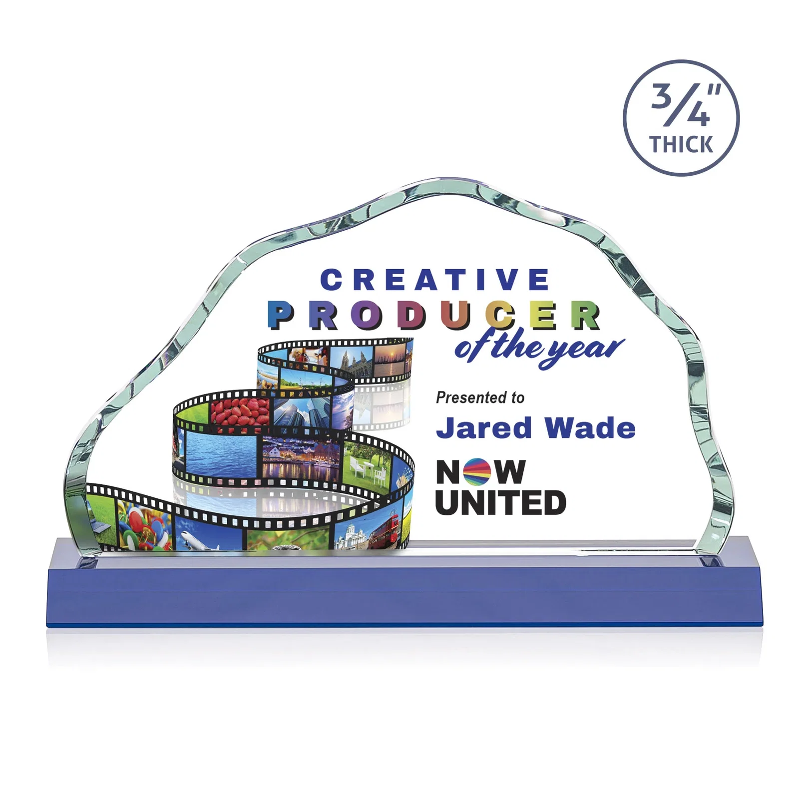 Custom printed Starfire Crystal Open-Frame Iceberg Award, awards for sales achievement awards