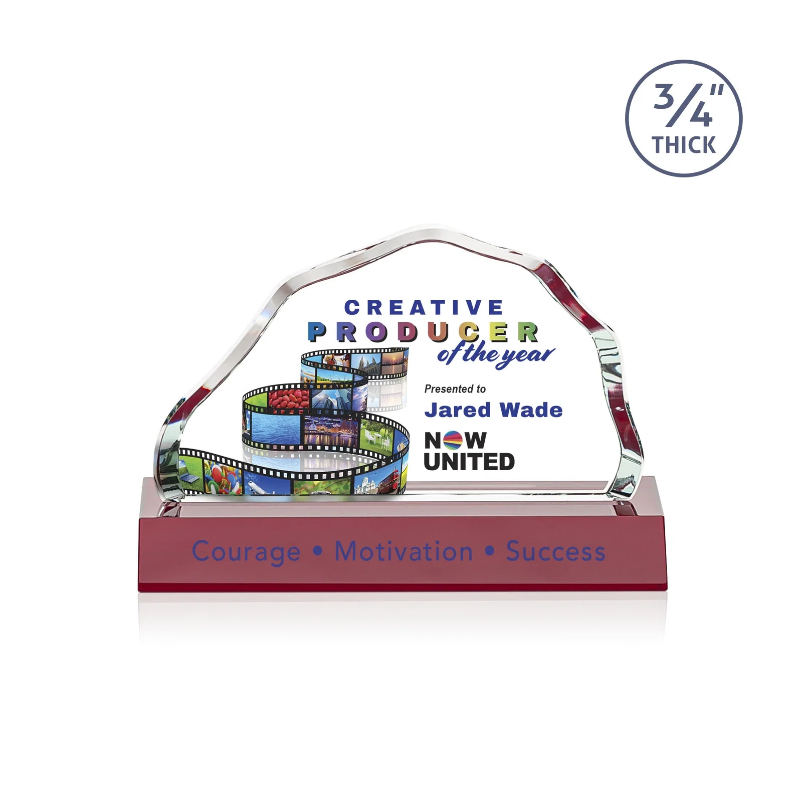 Custom printed Starfire Crystal Open-Frame Iceberg Award, awards for team milestone celebrations