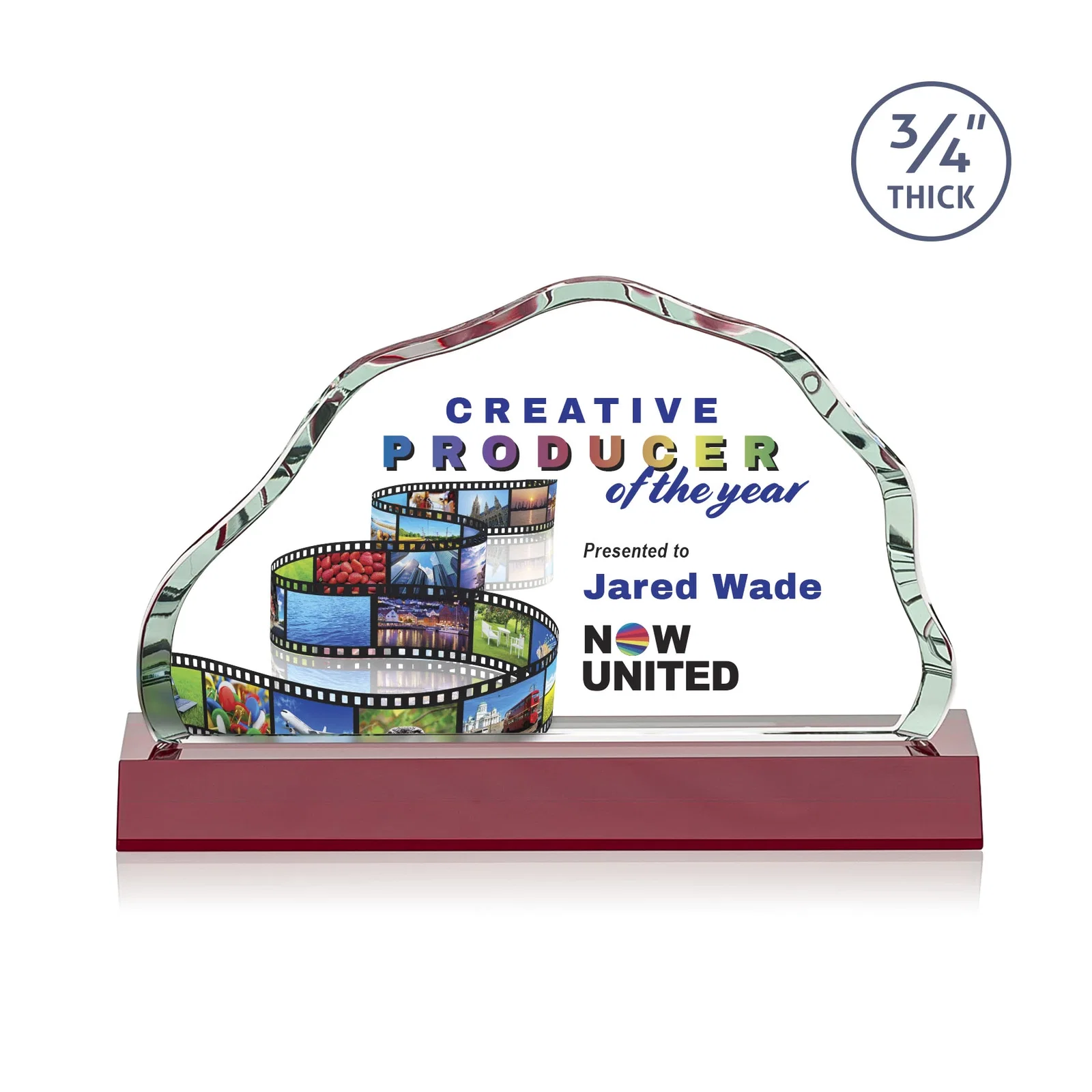 Custom printed Starfire Crystal Open-Frame Iceberg Award, awards for donor appreciation