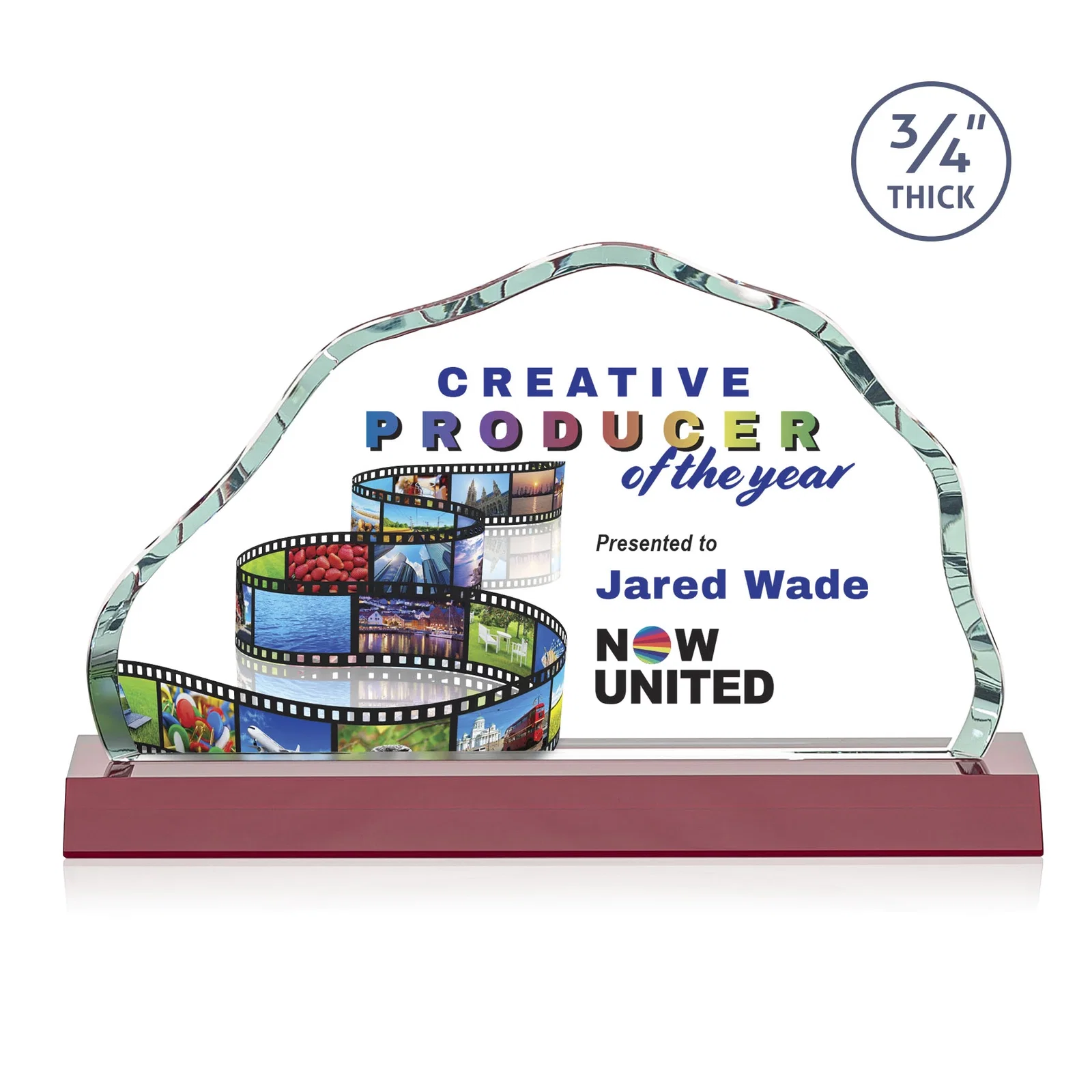 Custom printed Starfire Crystal Open-Frame Iceberg Award, awards for graduation ceremonies