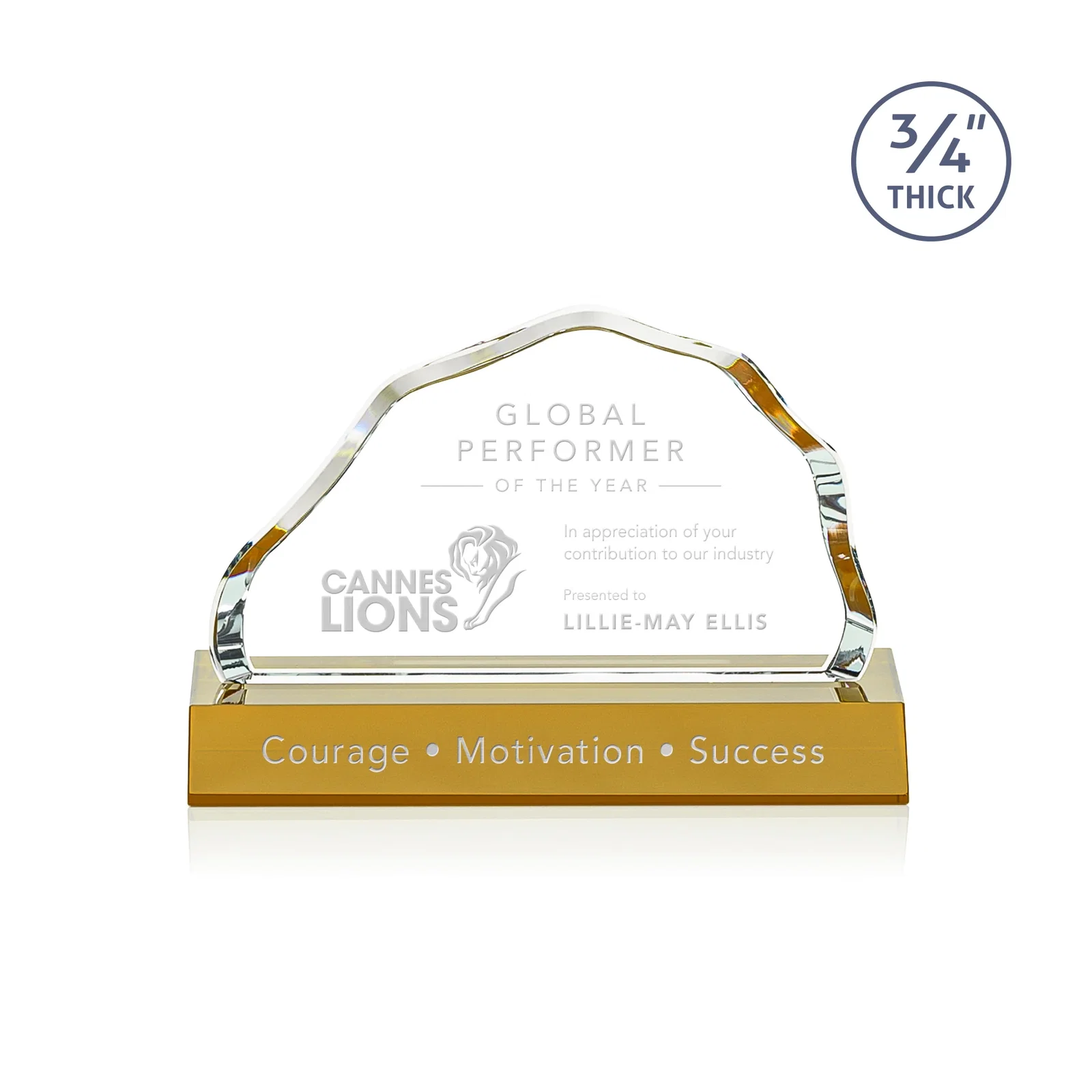 Custom Starfire Crystal Open-Frame Iceberg Award, awards for team milestone celebrations