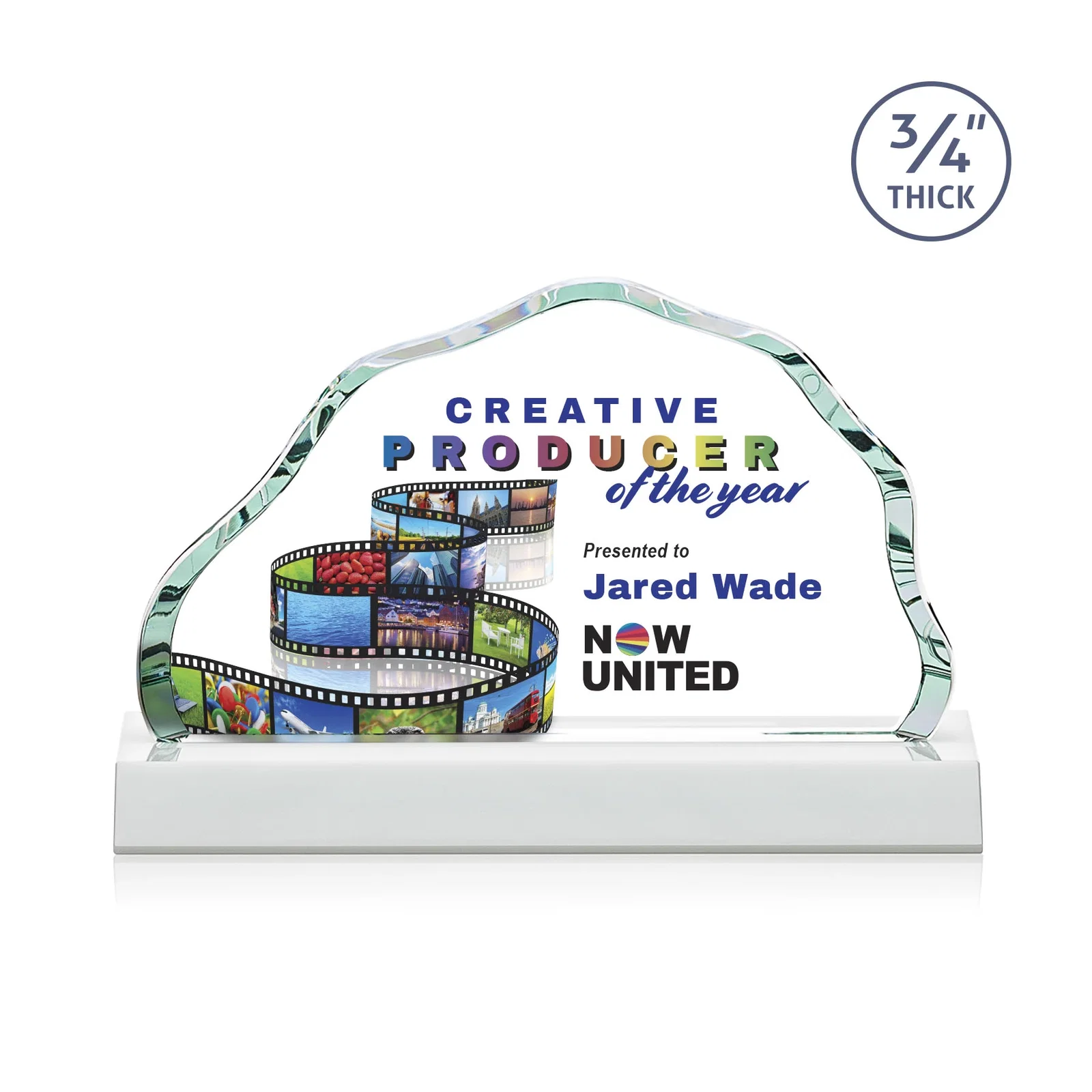 Customized Starfire Crystal Open-Frame Iceberg Award, awards for service anniversary gifts