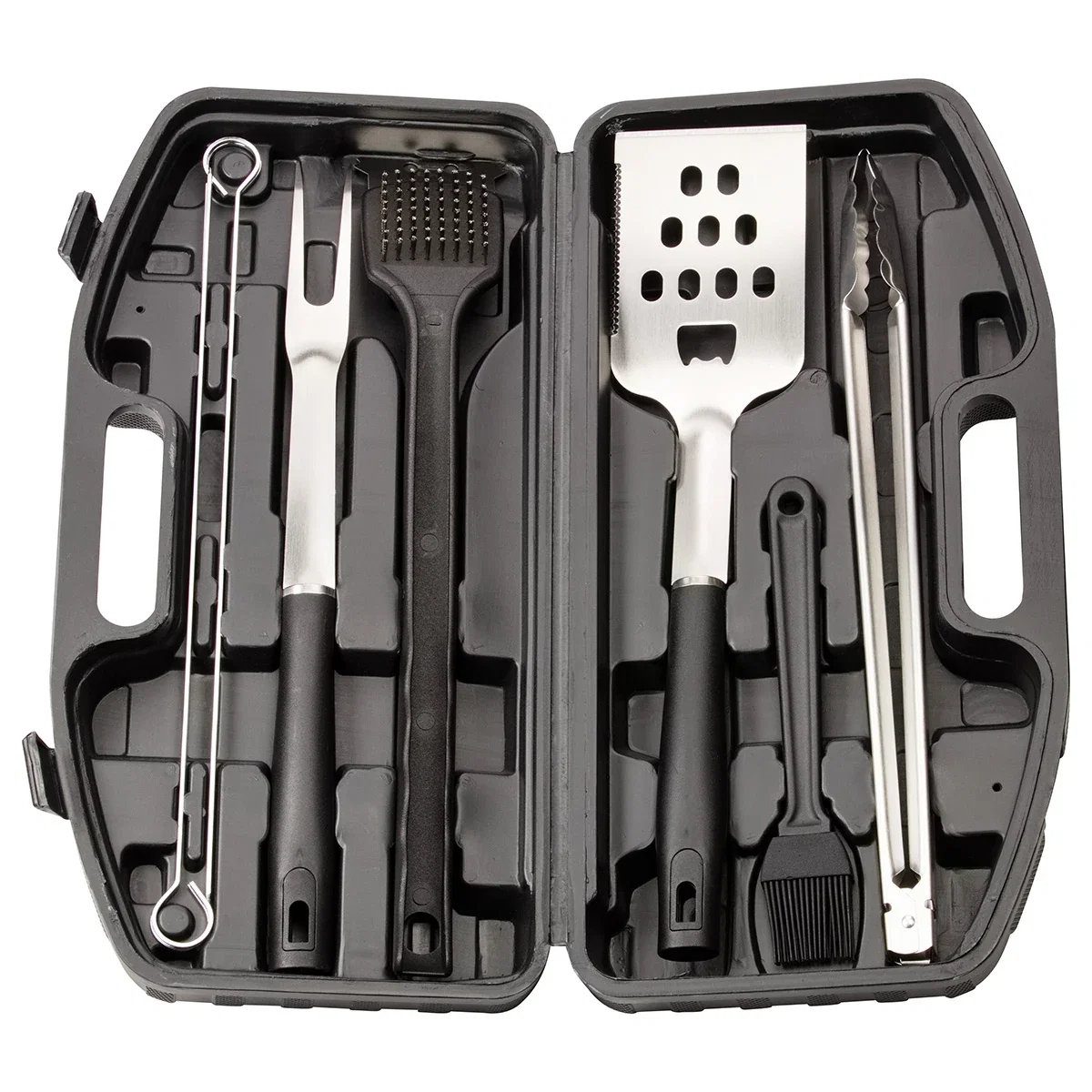 Close-up of the custom Highland BBQ set's logo imprint area on the case