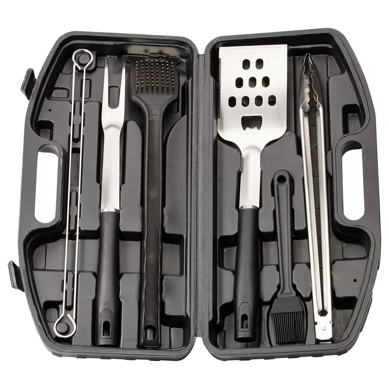Close-up of the custom Highland BBQ set's logo imprint area on the case