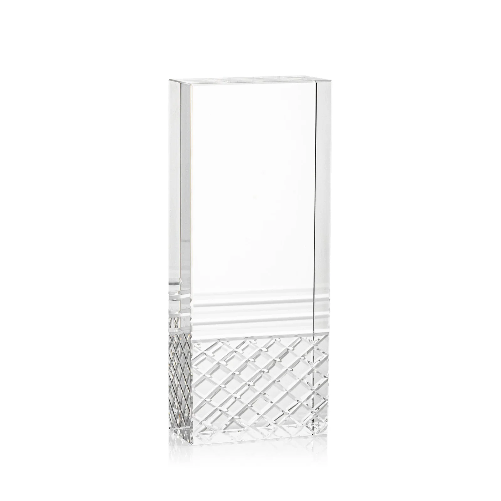 Custom Freestanding Optical Crystal Tower Award with Argyle-Pattern Base, awards for safety achievement programs