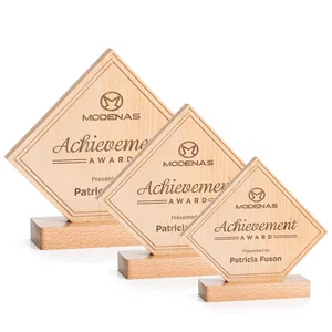 Beechwood Diamond Award with Lined Groove Edge