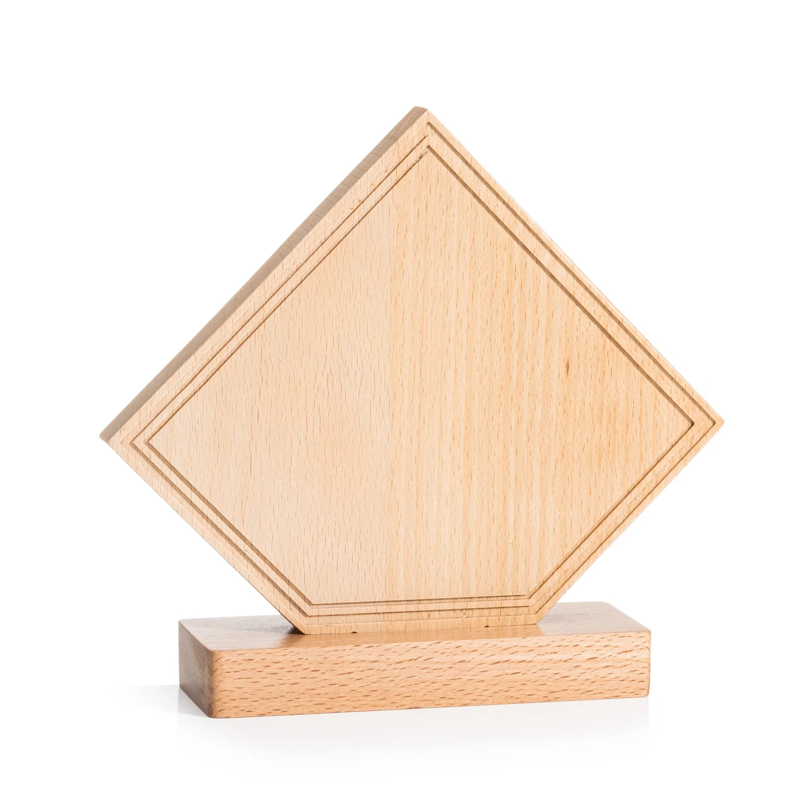 Personalized Beechwood Diamond Award with Lined Groove Edge for corporate award ceremonies