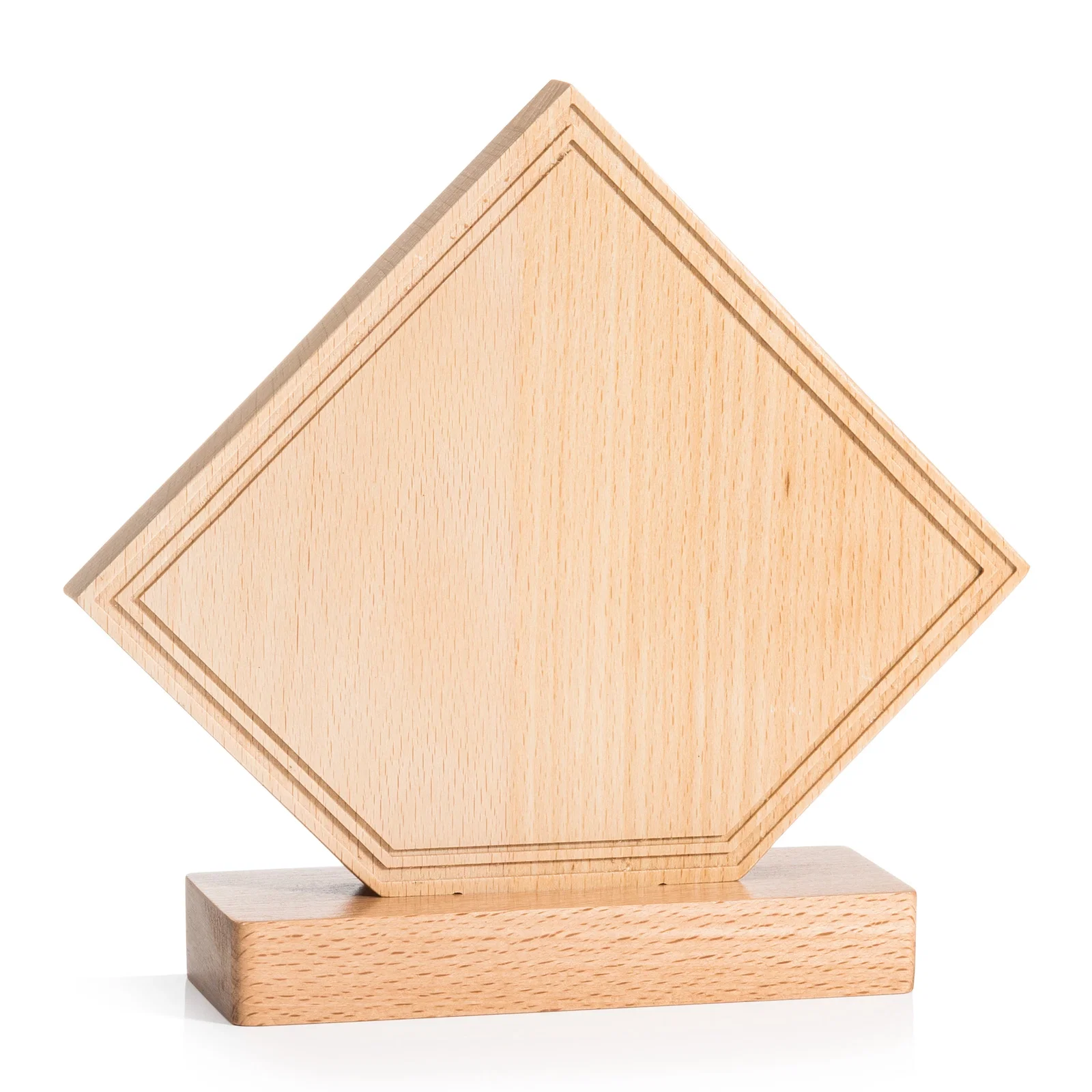 Personalized Beechwood Diamond Award with Lined Groove Edge for service anniversary gifts