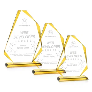 Starfire Crystal Abstract Polygon Award with Colored Edges
