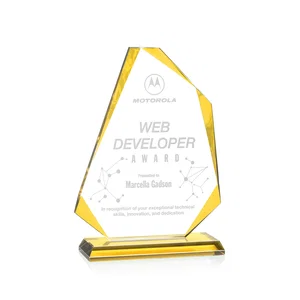 Starfire Crystal Abstract Polygon Award with Colored Edges