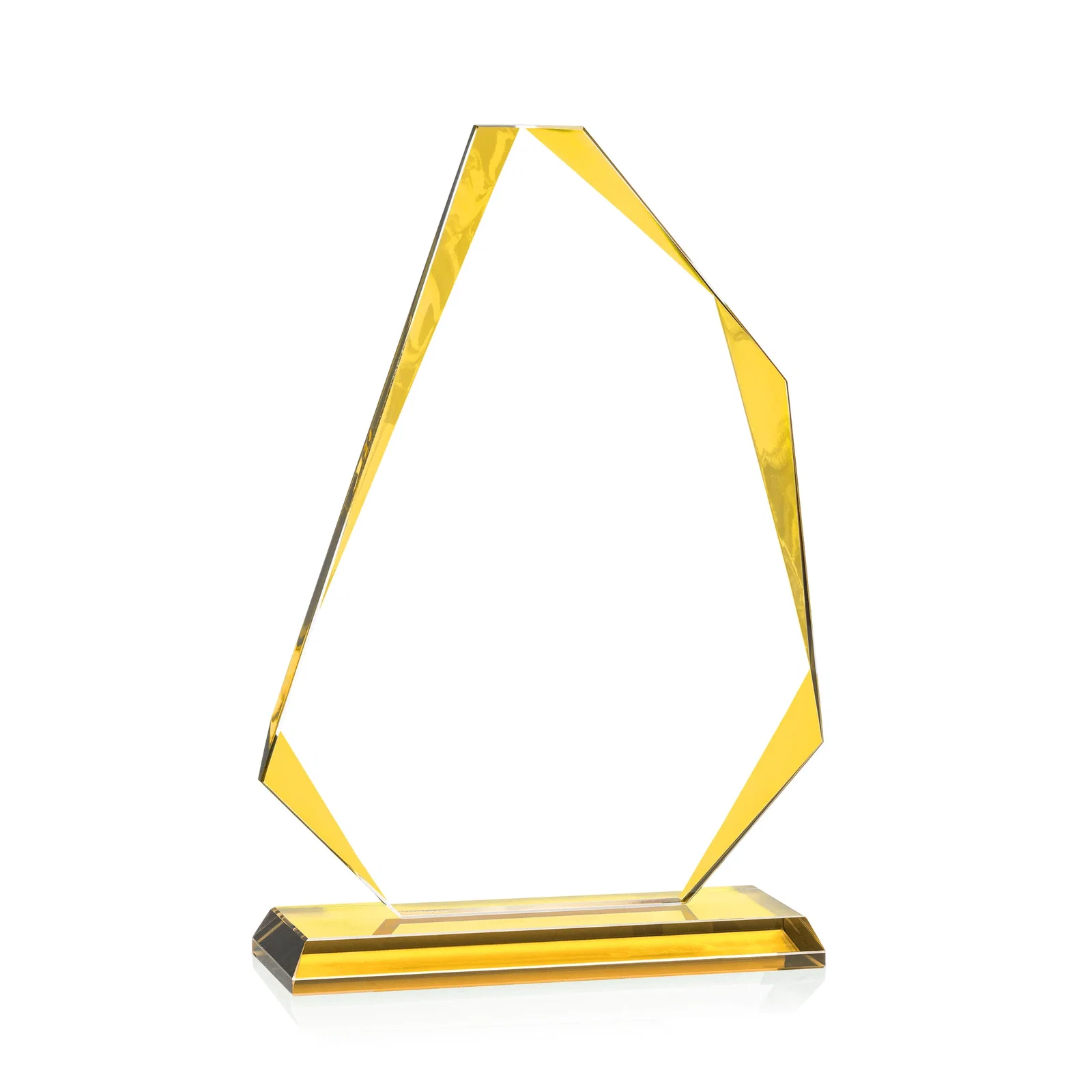 Promotional Starfire Crystal Abstract Polygon Award with Colored Edges, awards for company anniversary events