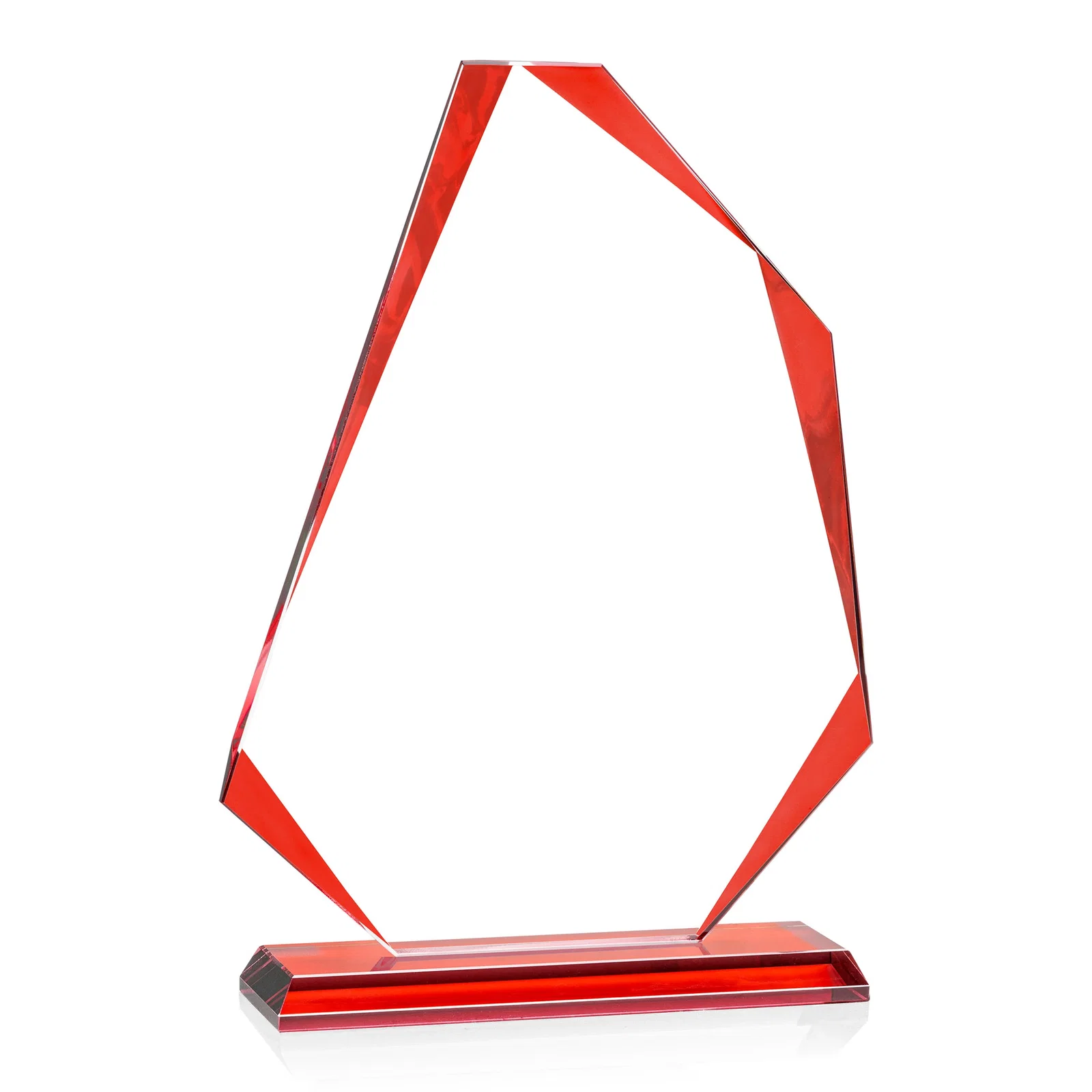 Branded Starfire Crystal Abstract Polygon Award with Colored Edges, awards for volunteer appreciation